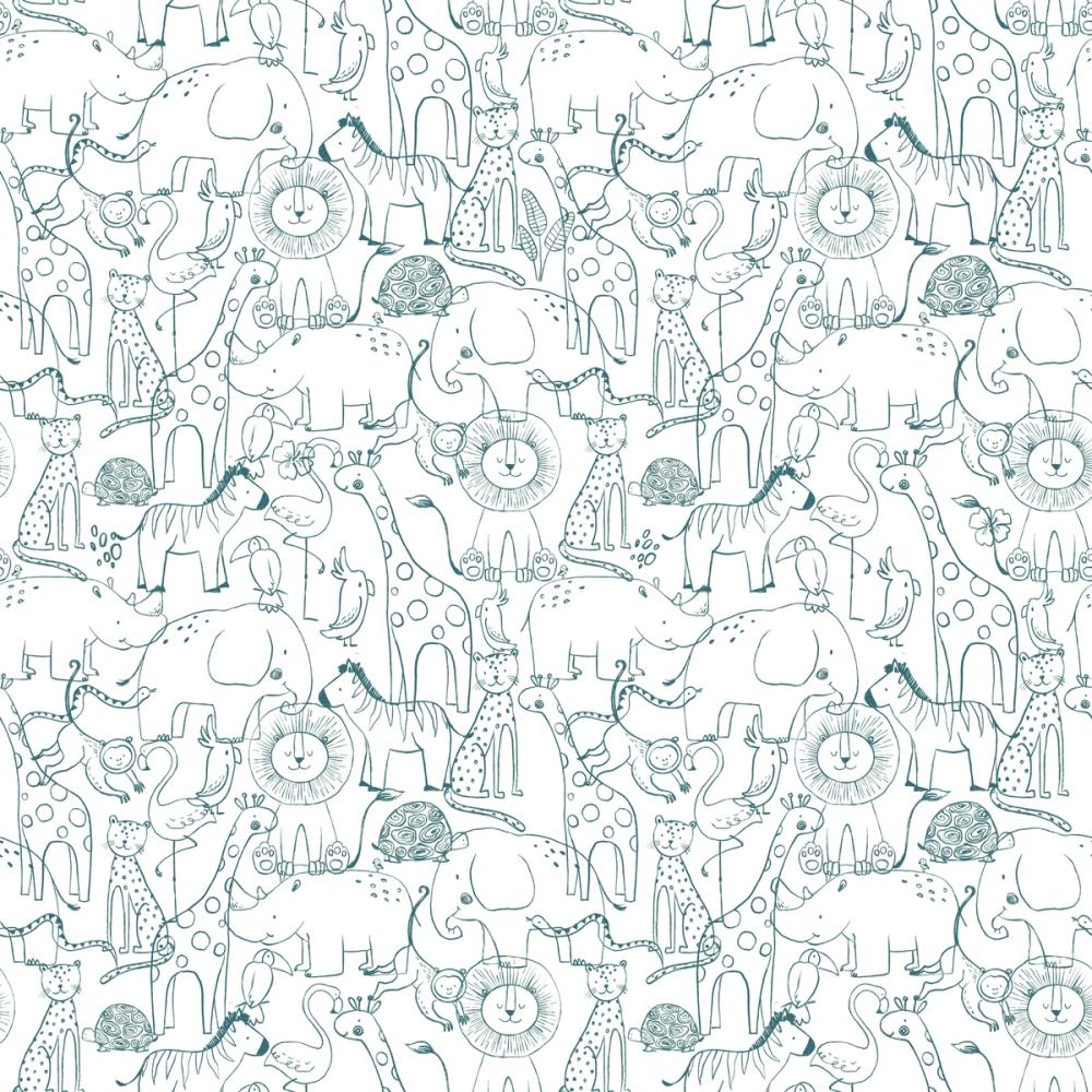 Calm & Cute Baby Animals Pattern, Green
