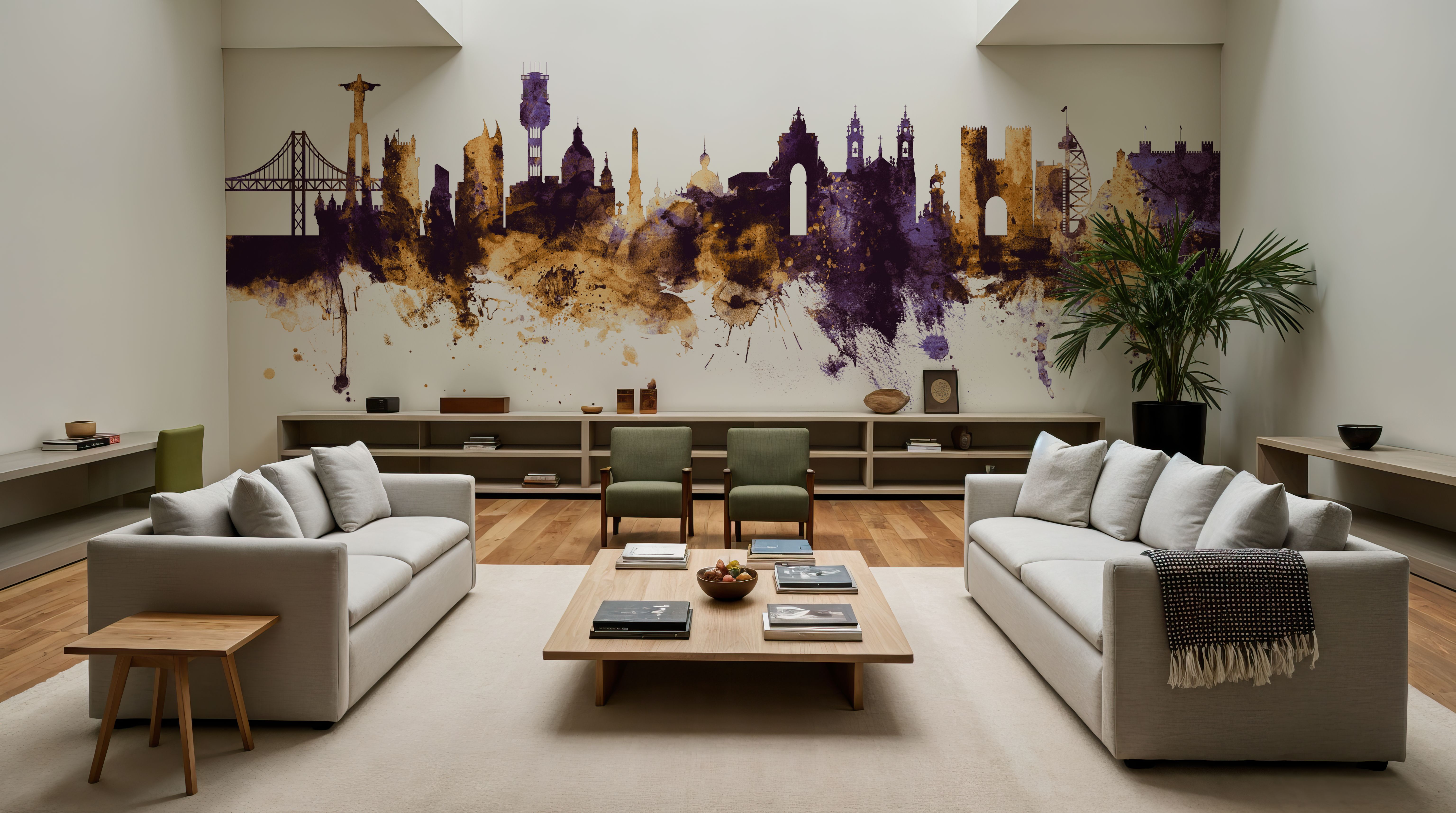 Lisbon Portugal Skyline Purple & Gold