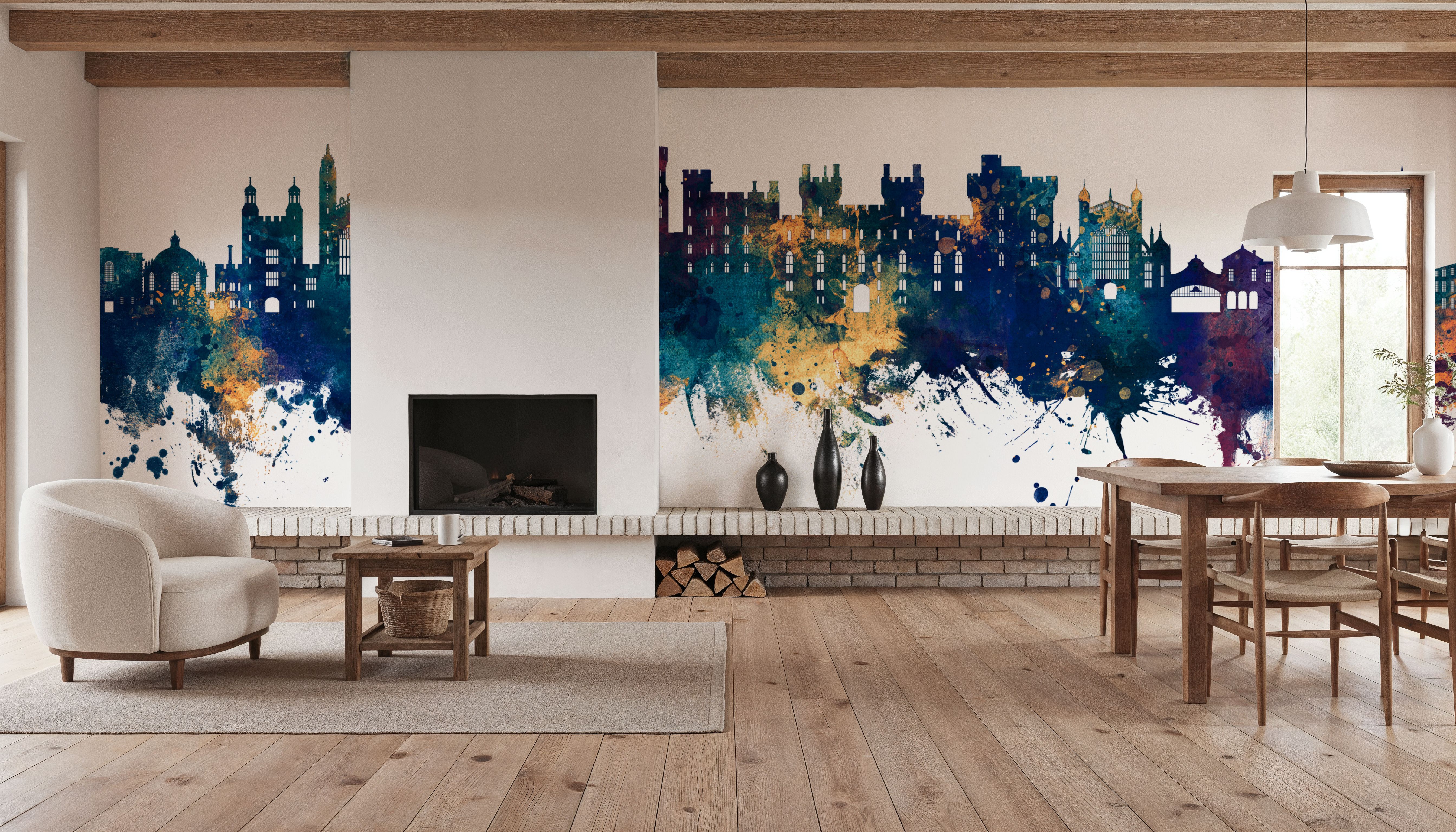 Windsor England Skyline Blue & Bronze, Behang