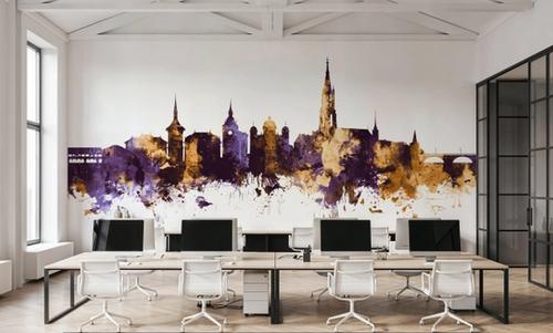 Bern Switzerland Skyline Purple & Gold