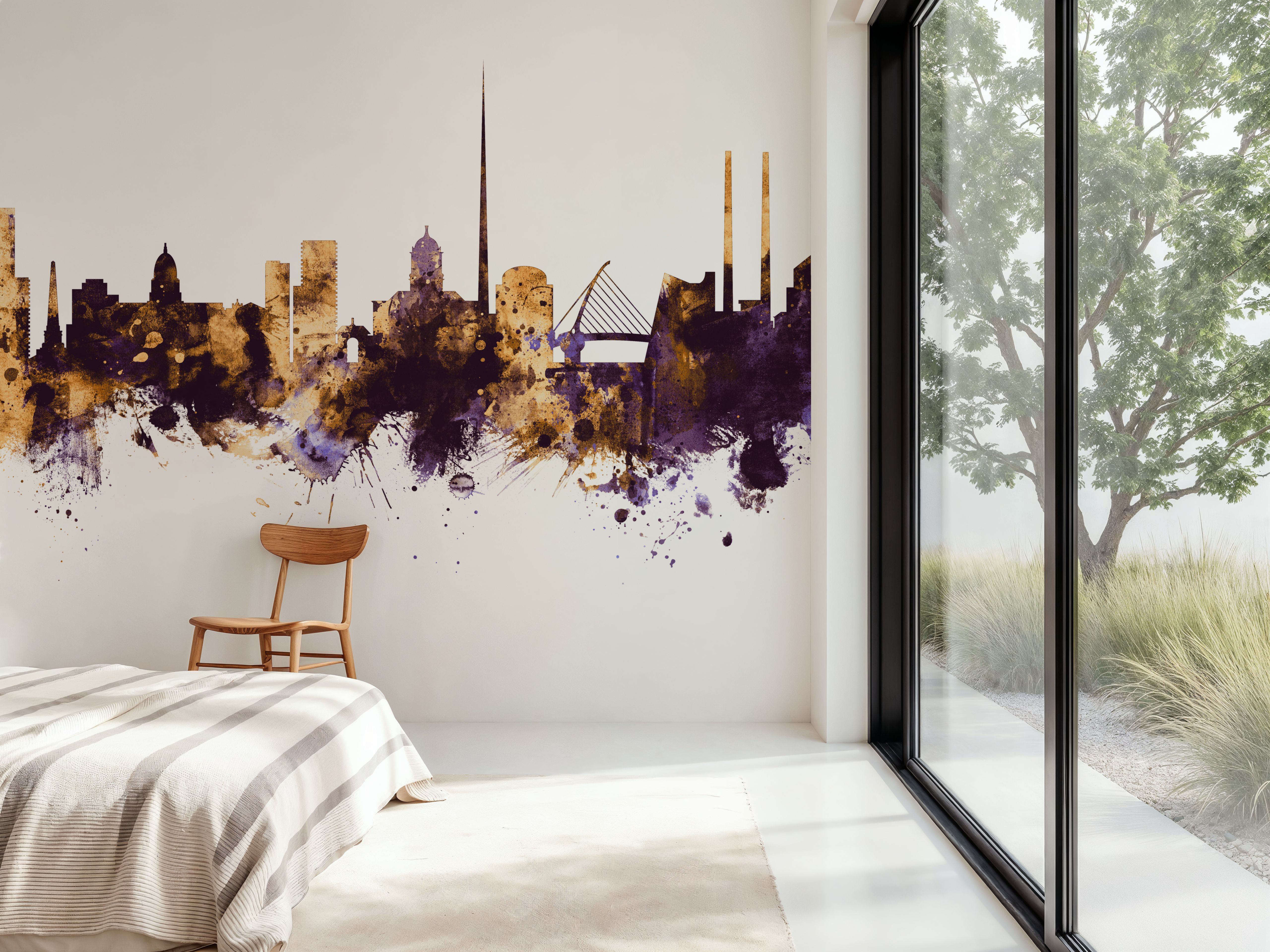Dublin Ireland Skyline Purple & Gold