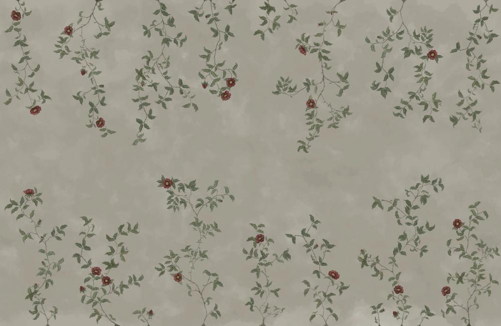 Rambling Rose, Garnet on Greige
