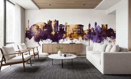 Cedar Falls Iowa Skyline Purple & Gold