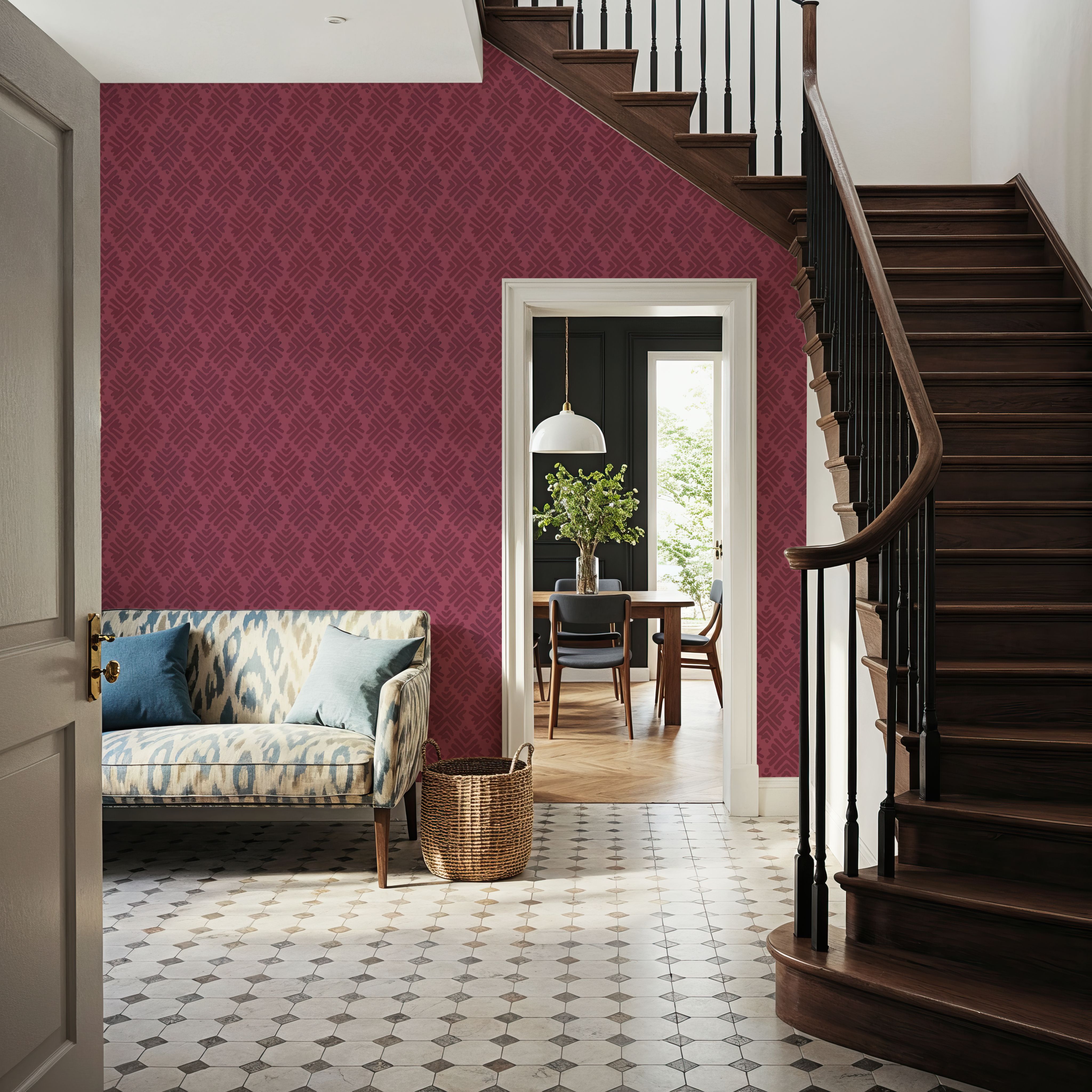 Bohemian Leaves Burgundy