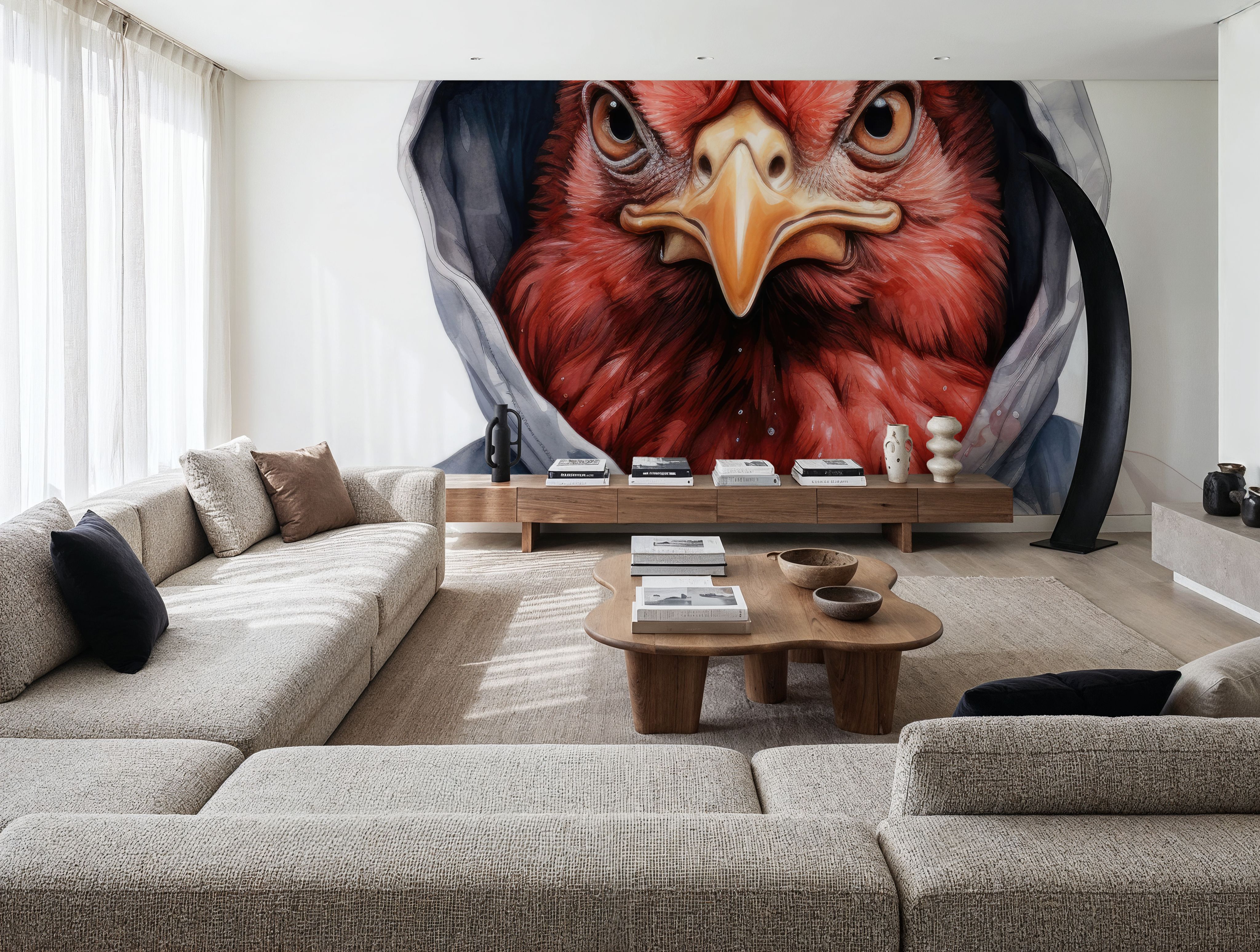 Watercolor Cartoon Chicken in a Hoodie