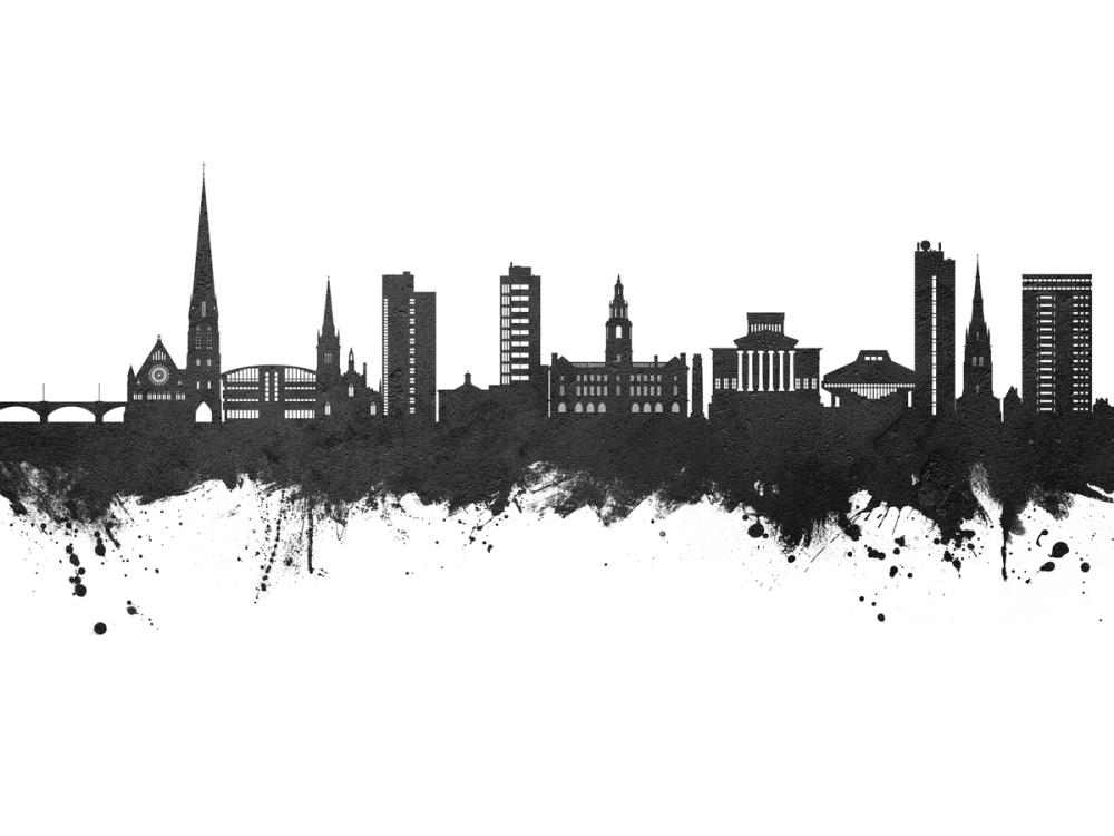 Preston England Skyline Black & White