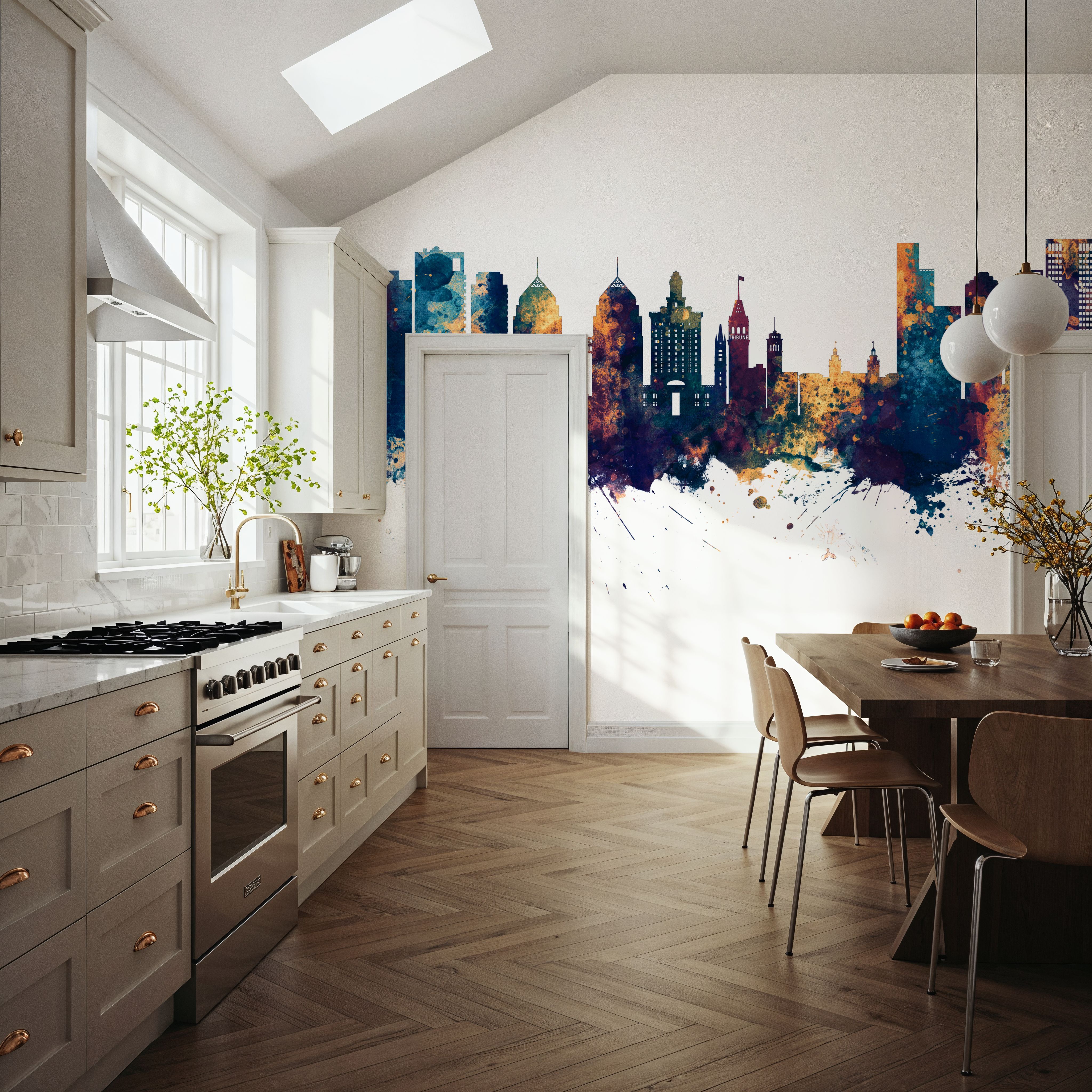 Oakland California Skyline Blue & Bronze