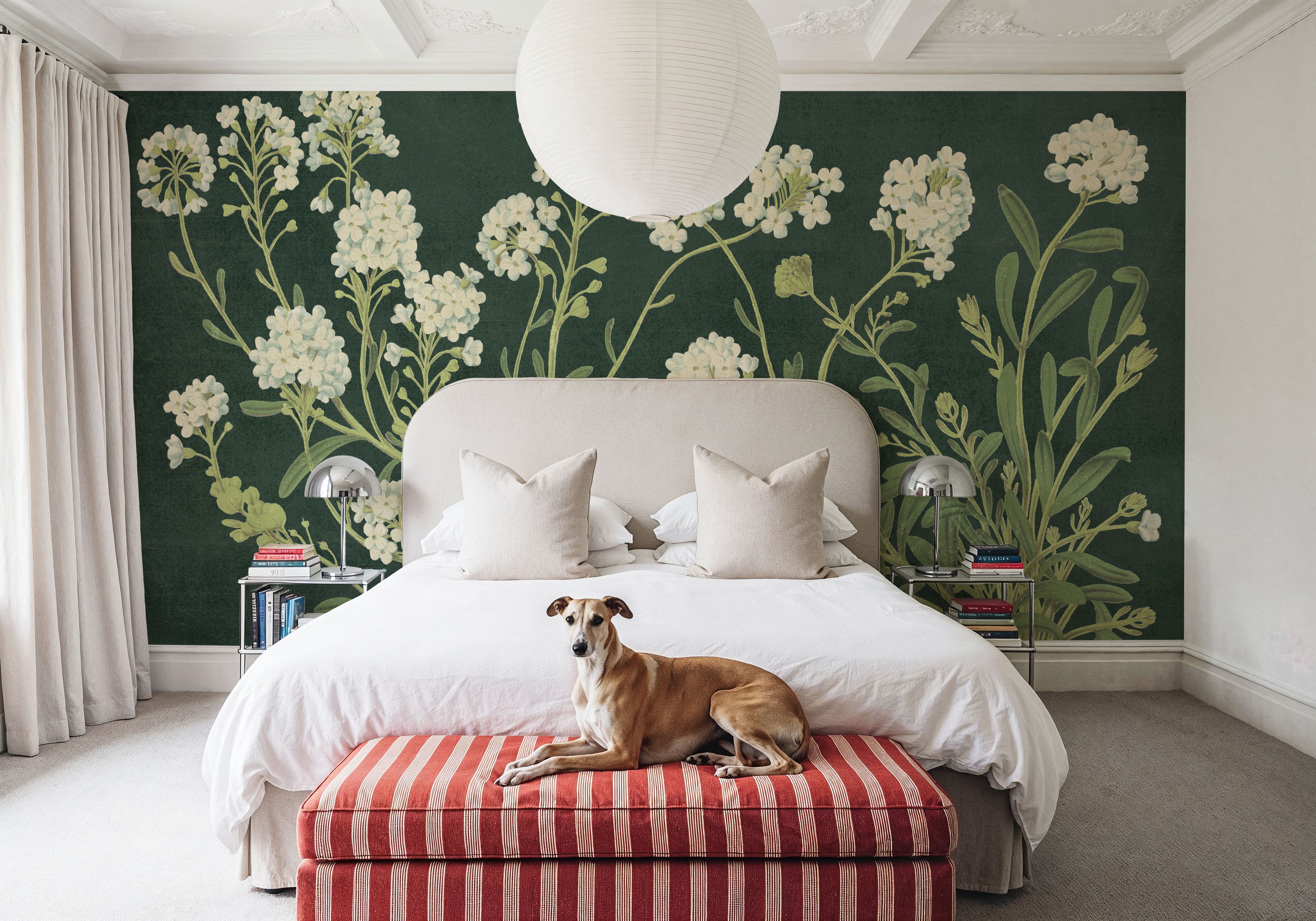 Vintage Flowers on Green