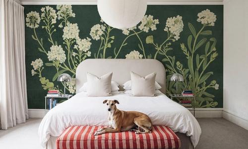 Vintage Flowers on Green