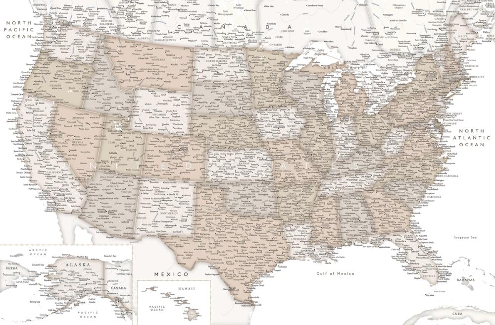 US Map Detailed - Loui