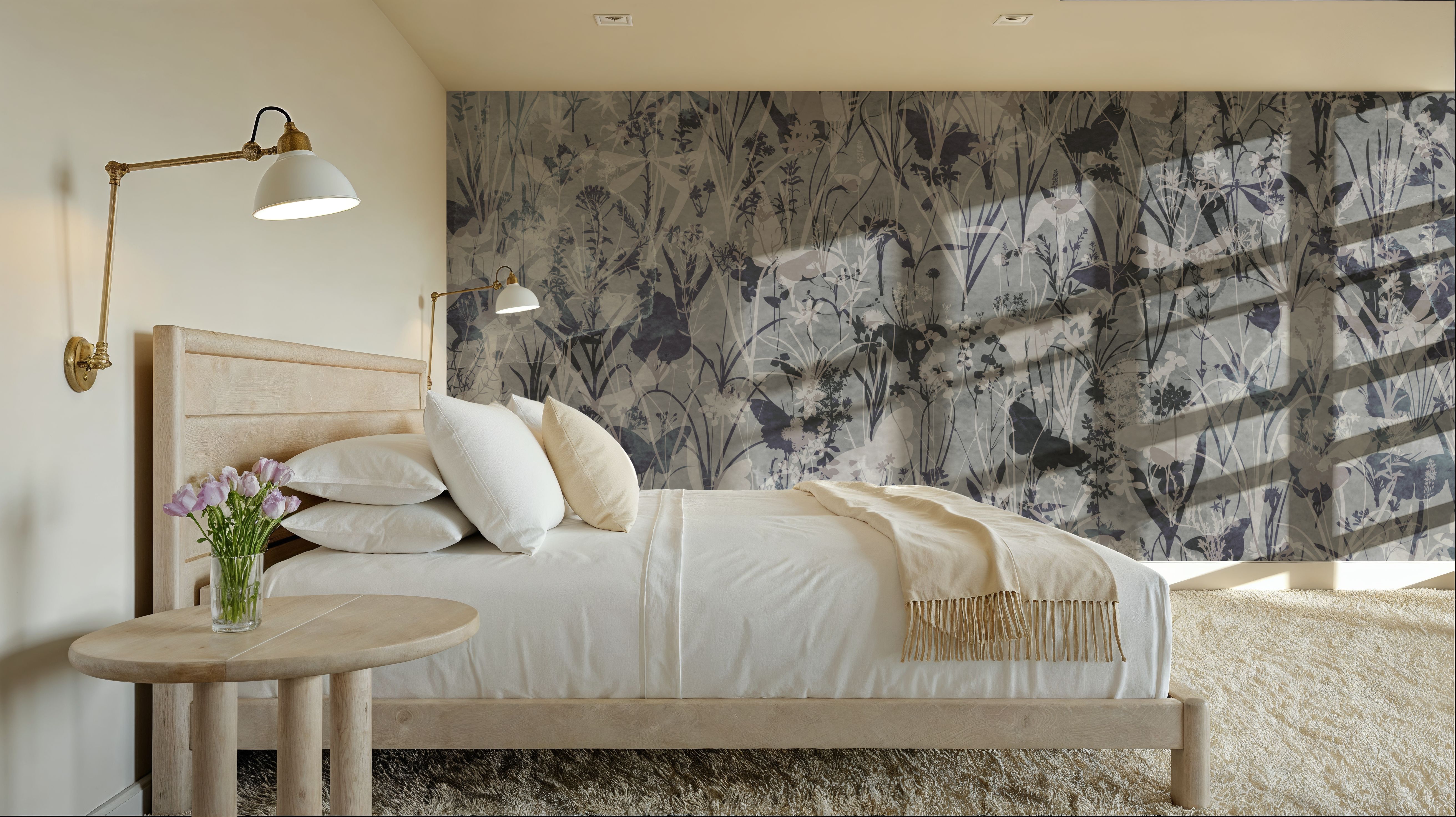 Herbals and Butterflies Double Silhouette Black