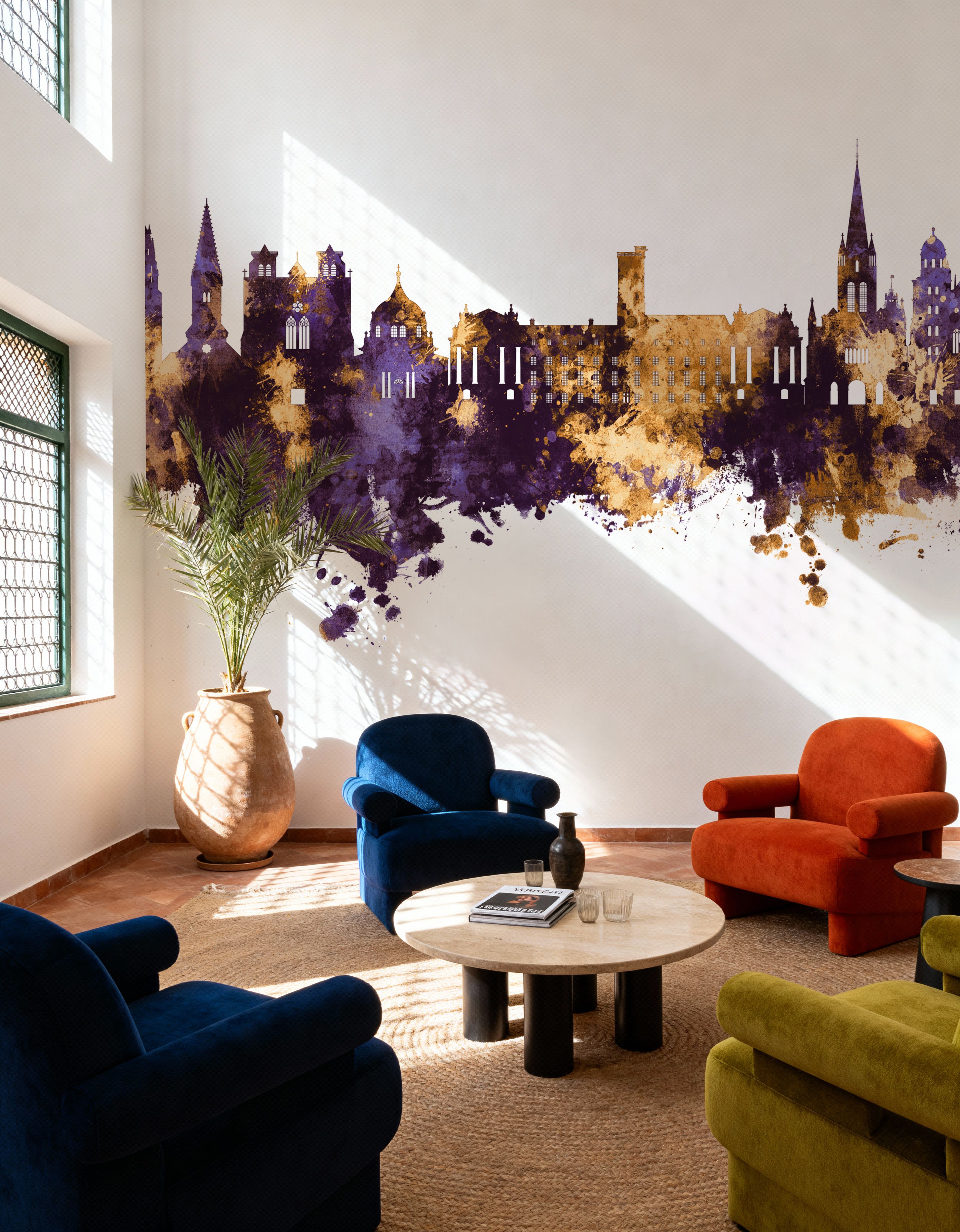 Dijon France Skyline Purple & Gold