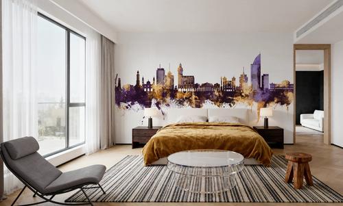 Montevideo Uruguay Skyline Purple & Gold