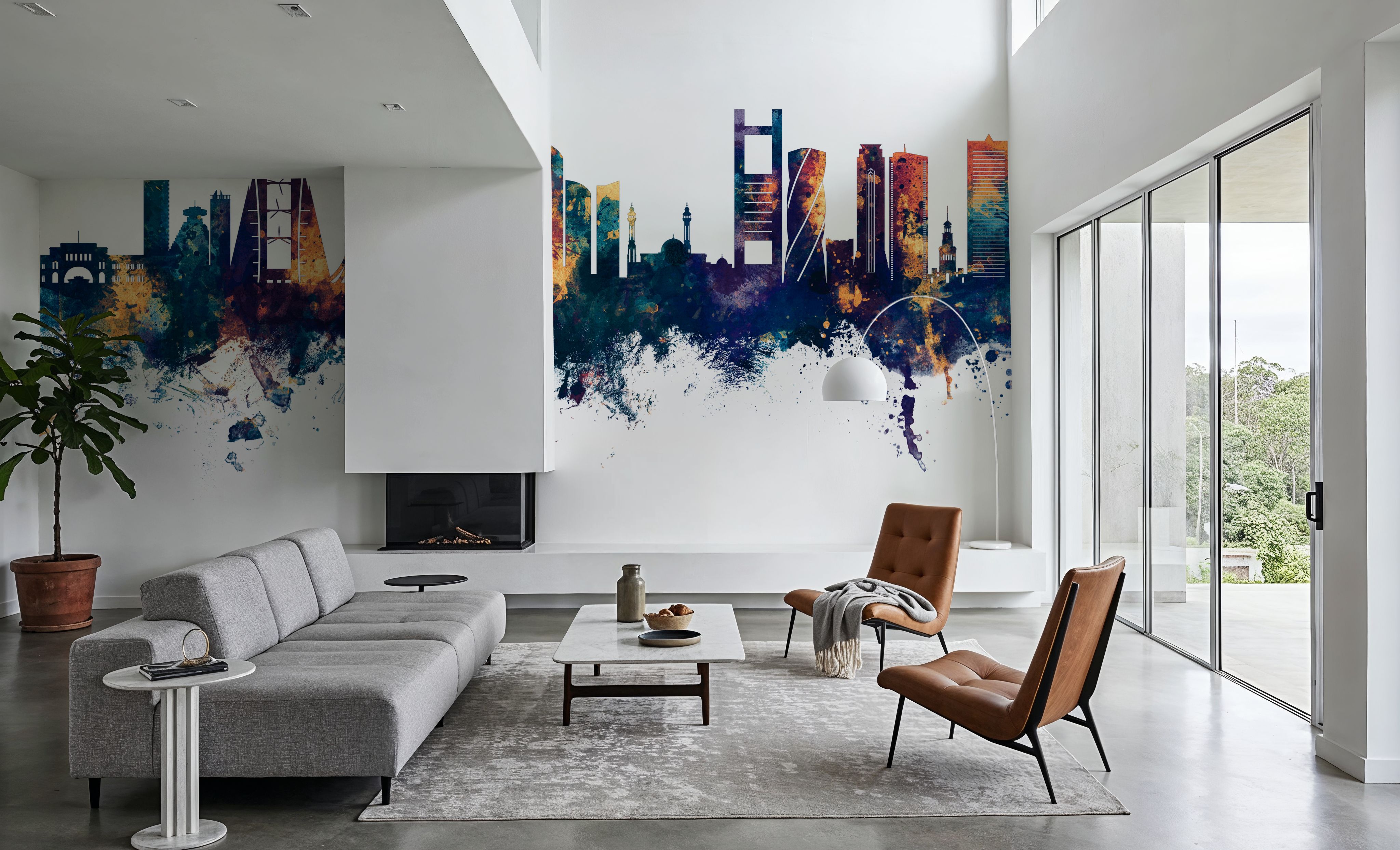 Manama Skyline Blue & Bronze