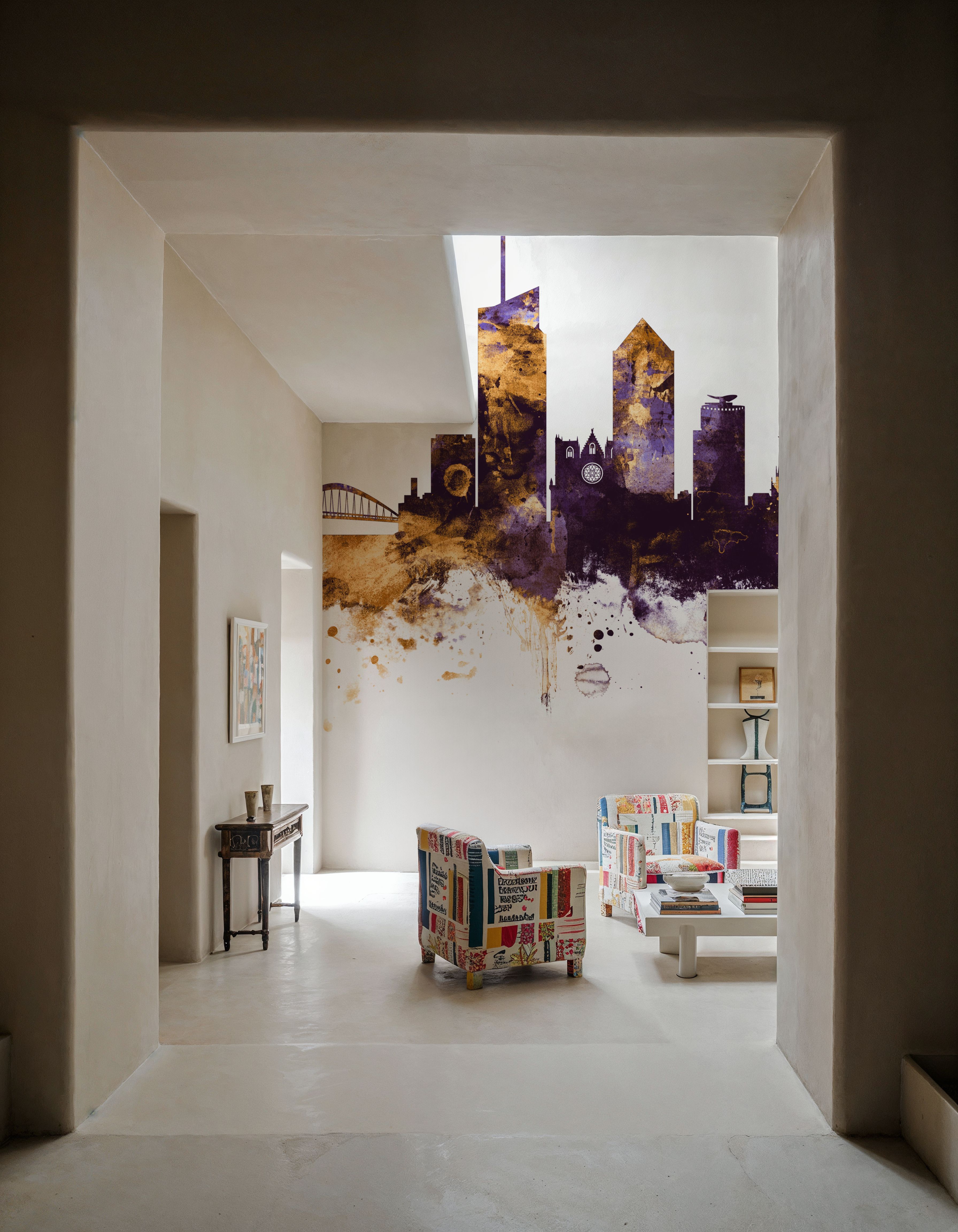 Lyon France Skyline Purlpe & Gold