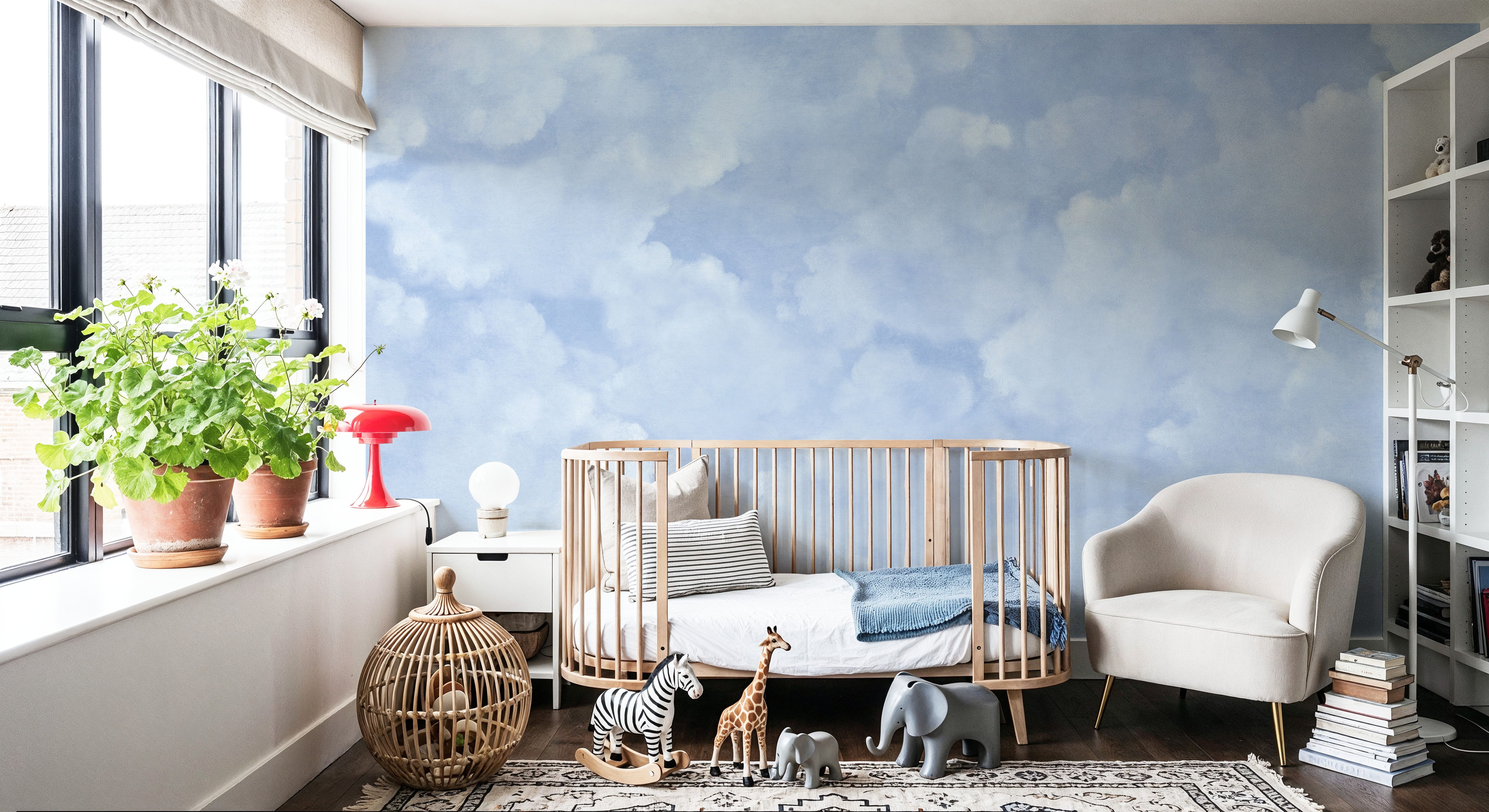 Painted Dreamy Clouds, Bright Blue