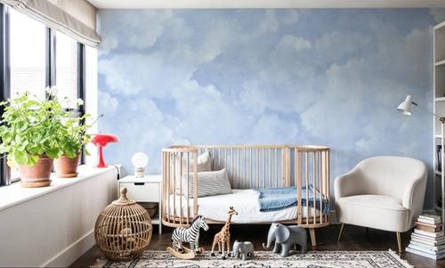 Painted Dreamy Clouds, Bright Blue