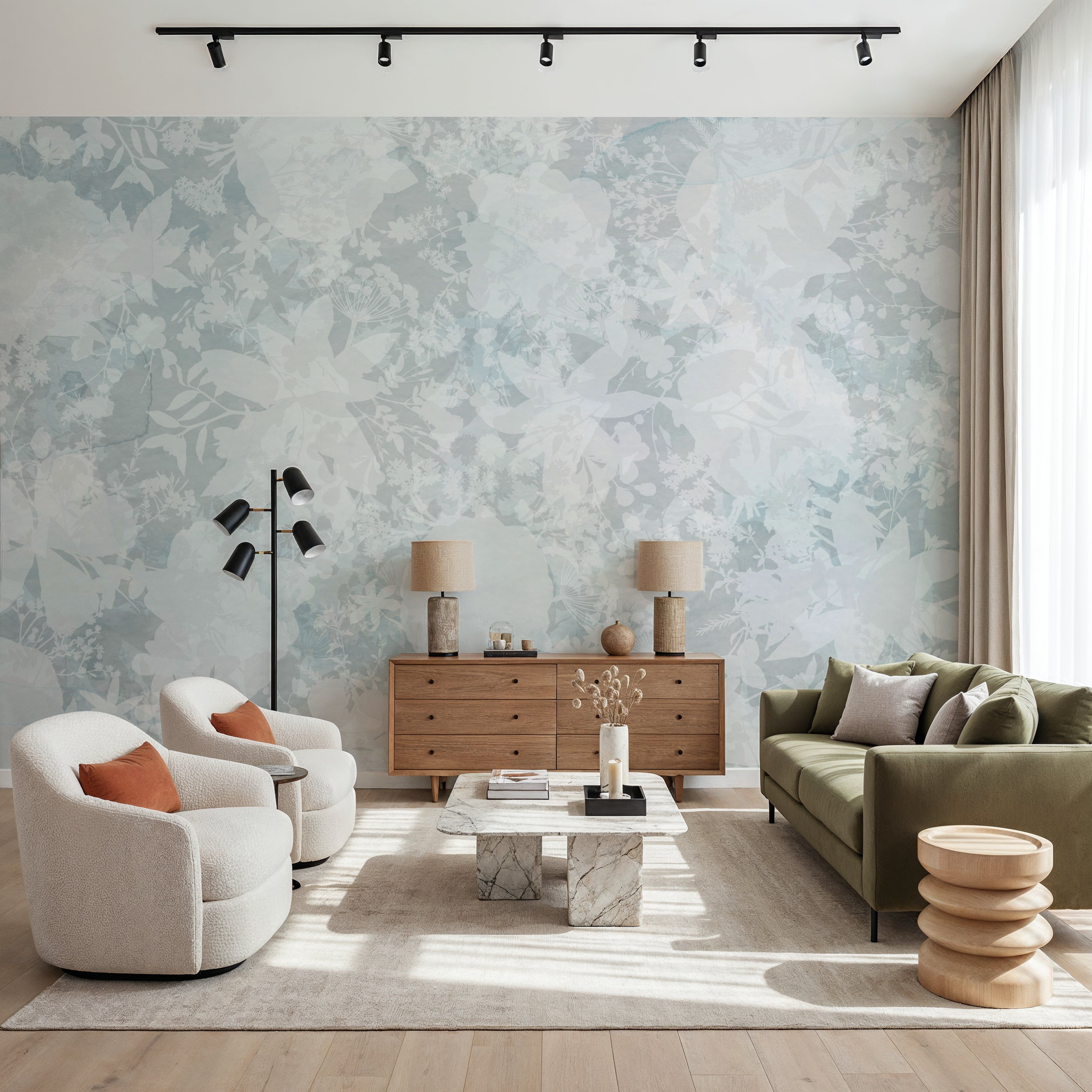 Flower Silhouette Blue