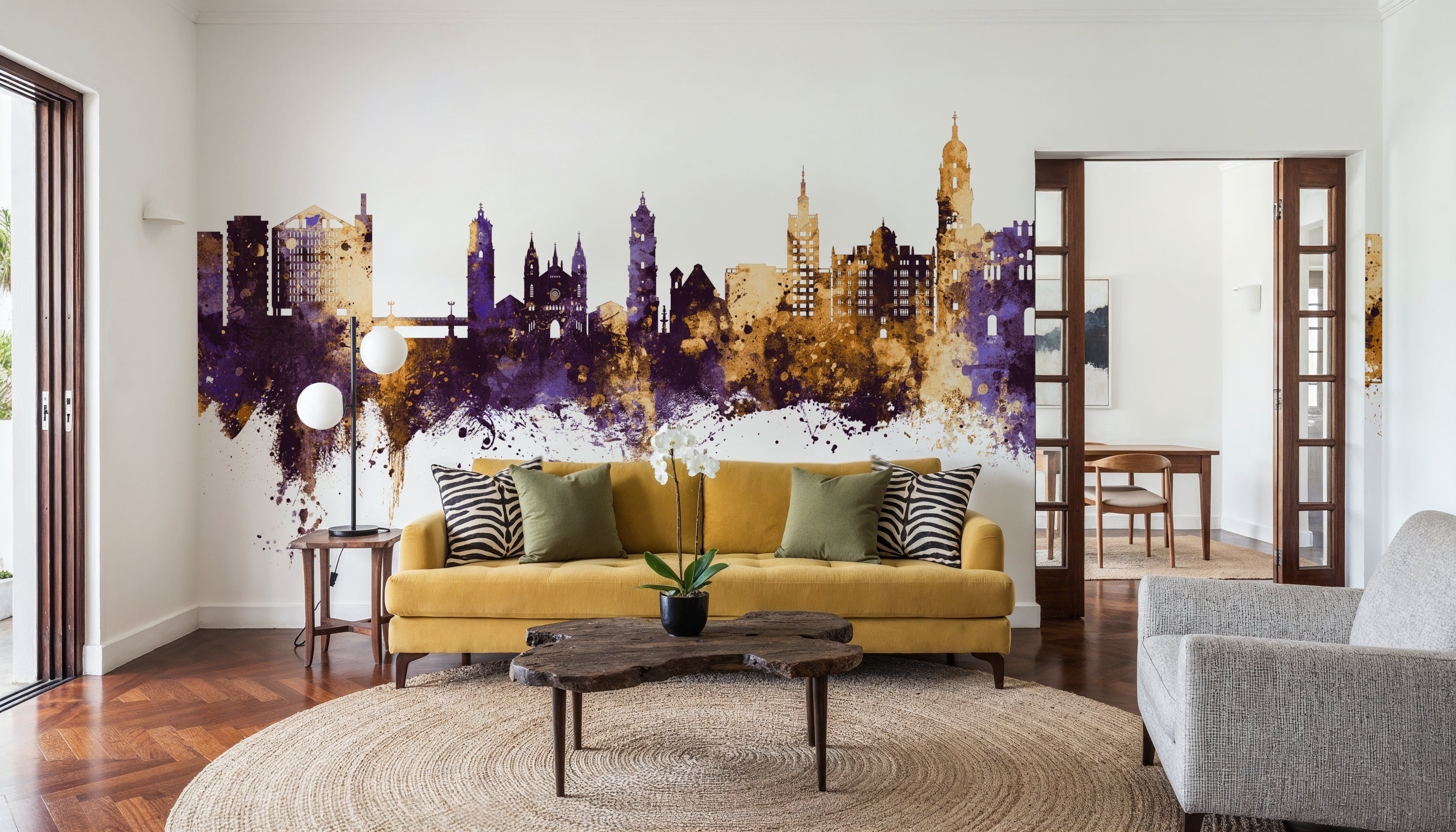 Málaga Spain Skyline Purple & Gold