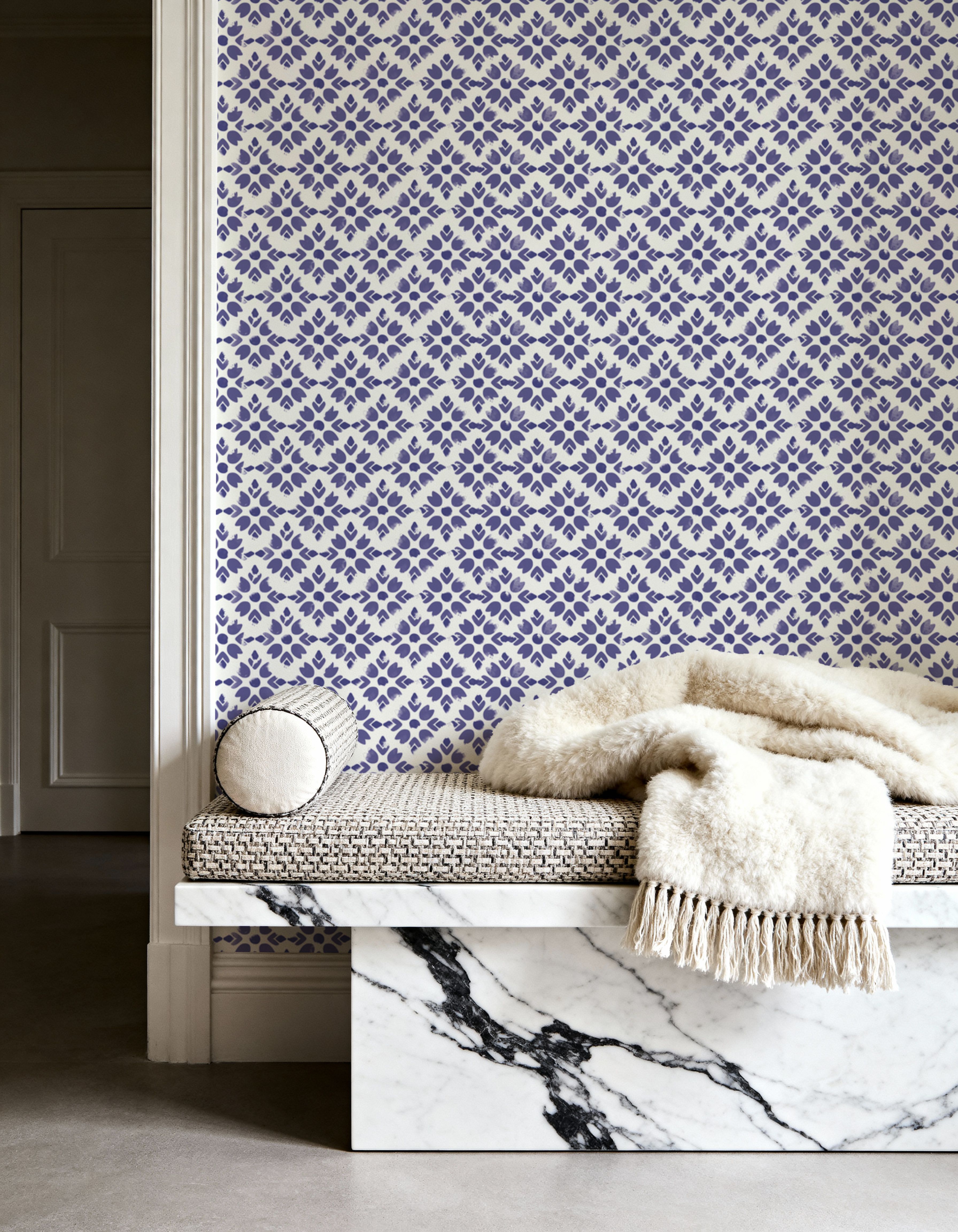 Botanical Stamps White, Papel pintado