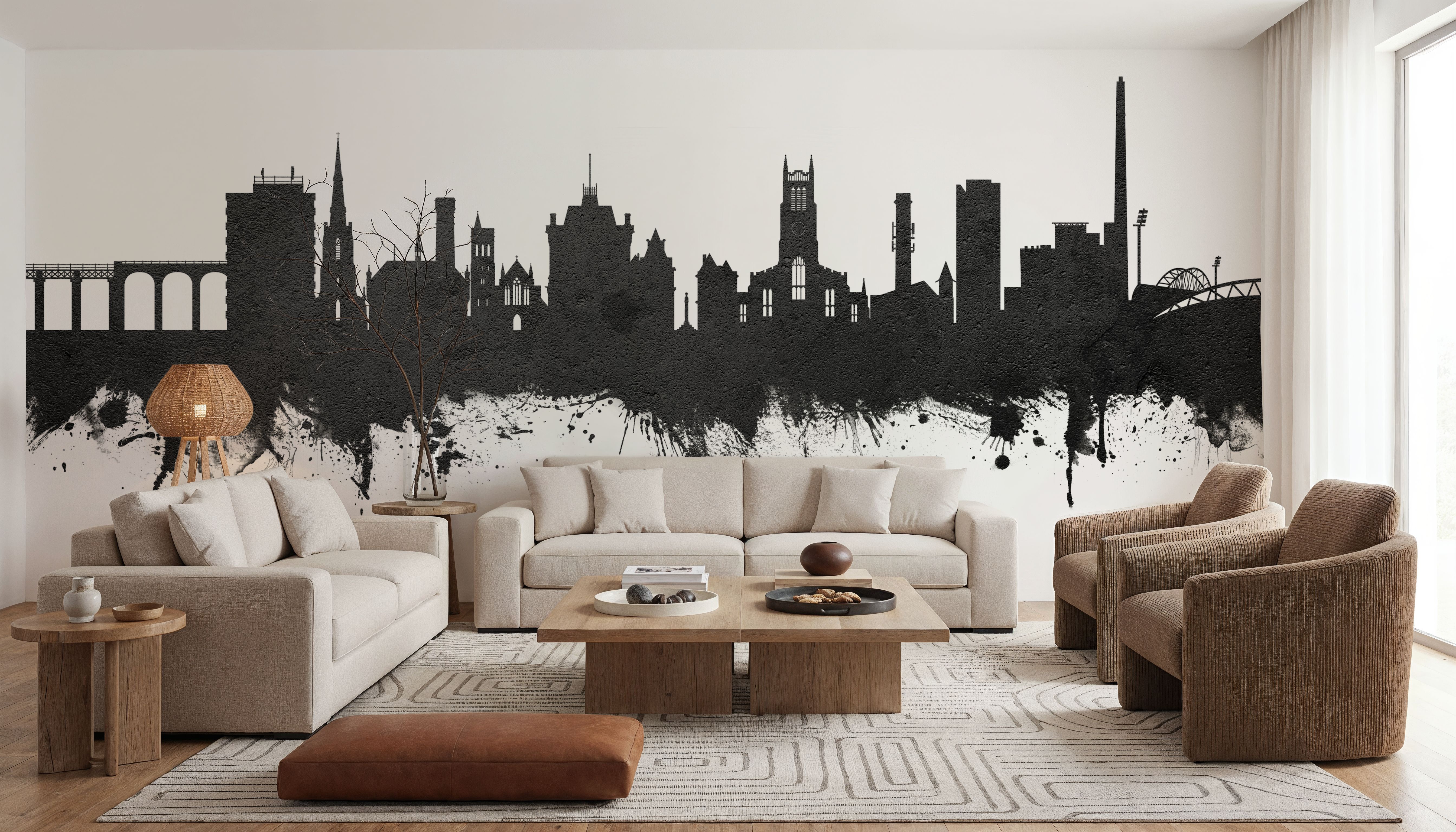 Huddersfield England Skyline Black & White, Wallpaper