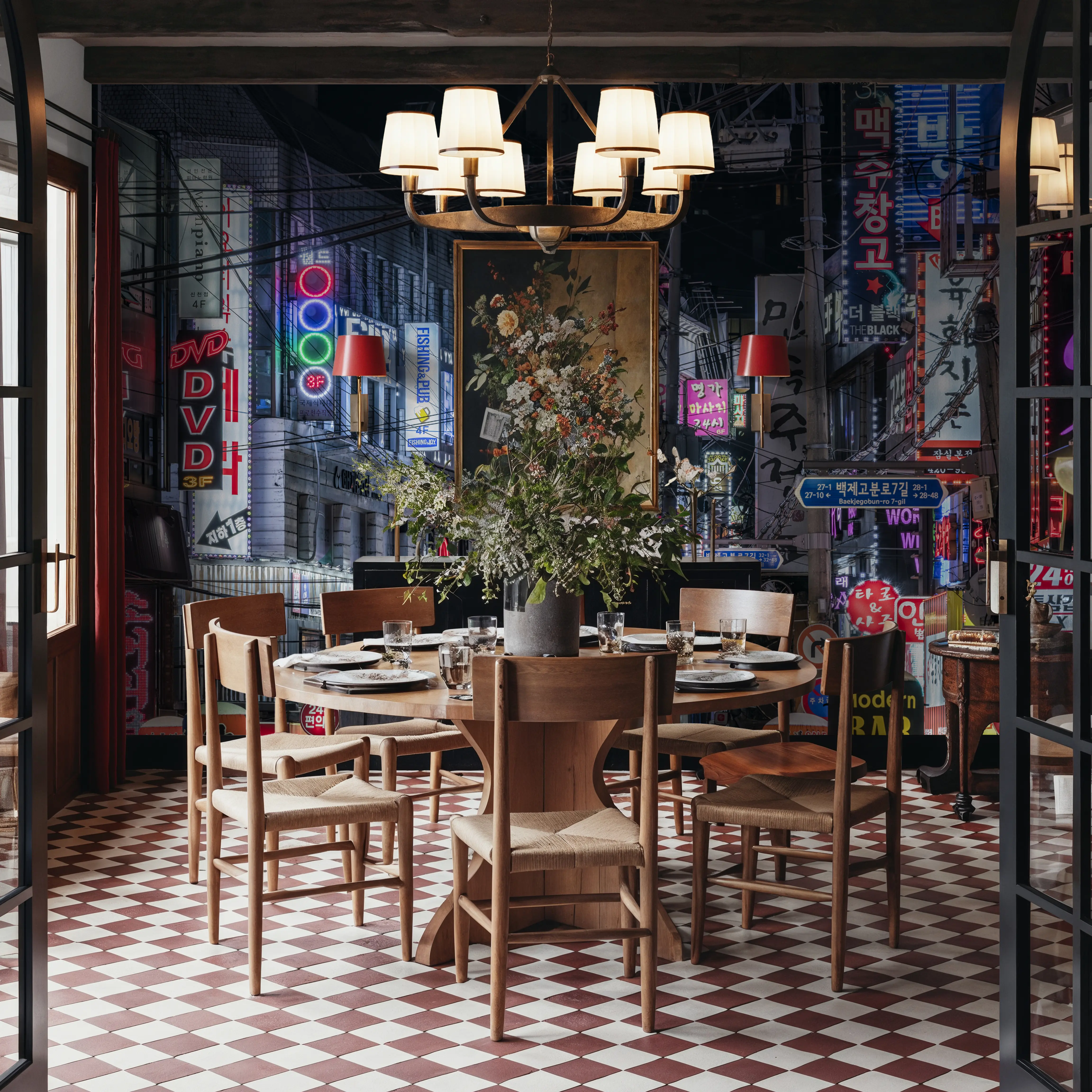 Valokuvatapetti - Seoul At Night V - Arkkitehtuuri Katu valokuvatapetti - Wallism Suomi - Itsekiinnittyvä tai li