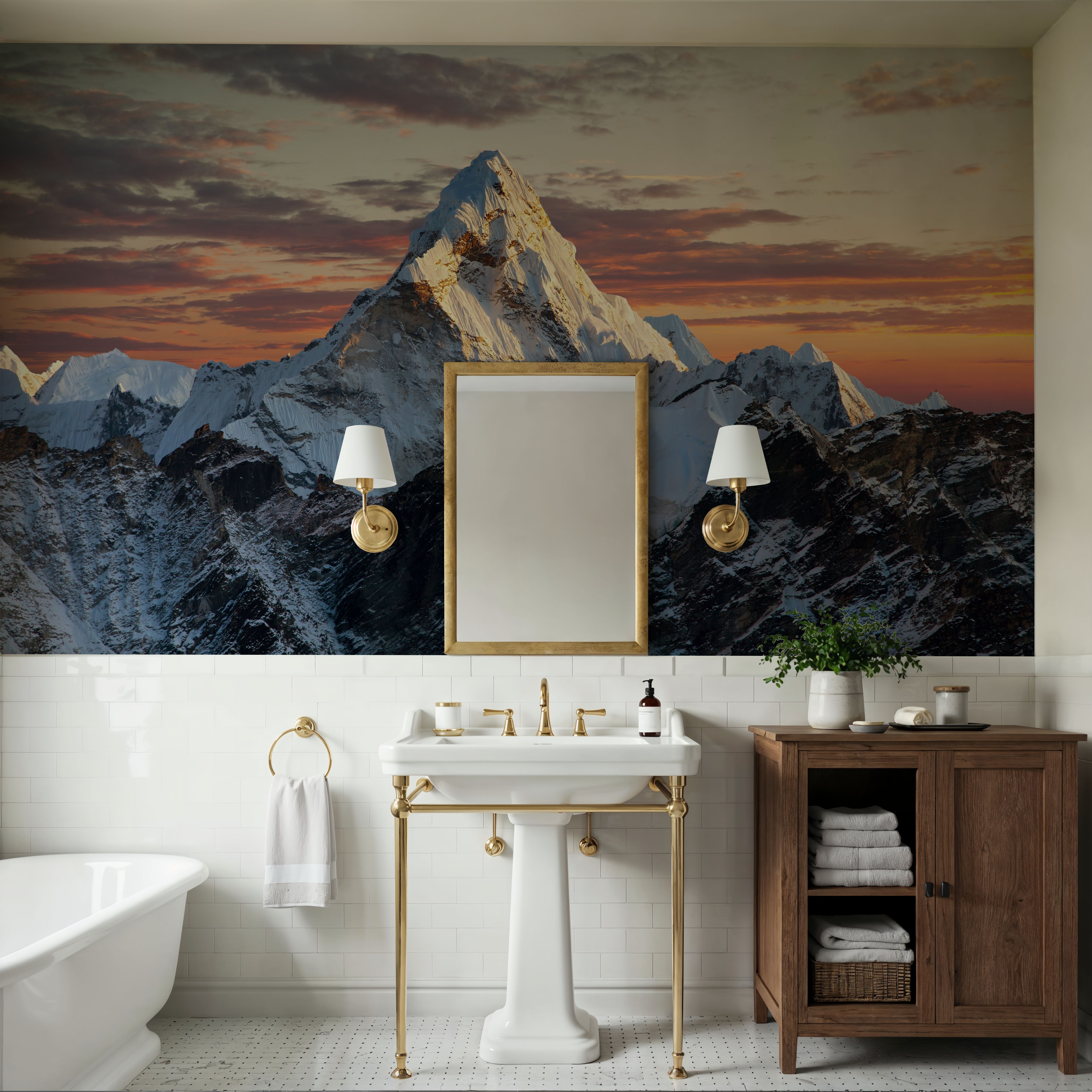 Wall Mural - Heading to Mount Everest - Mountains Landscapes mural wallpaper - Dining Room - Wallism US - Premium, Textured or Peel & Stick