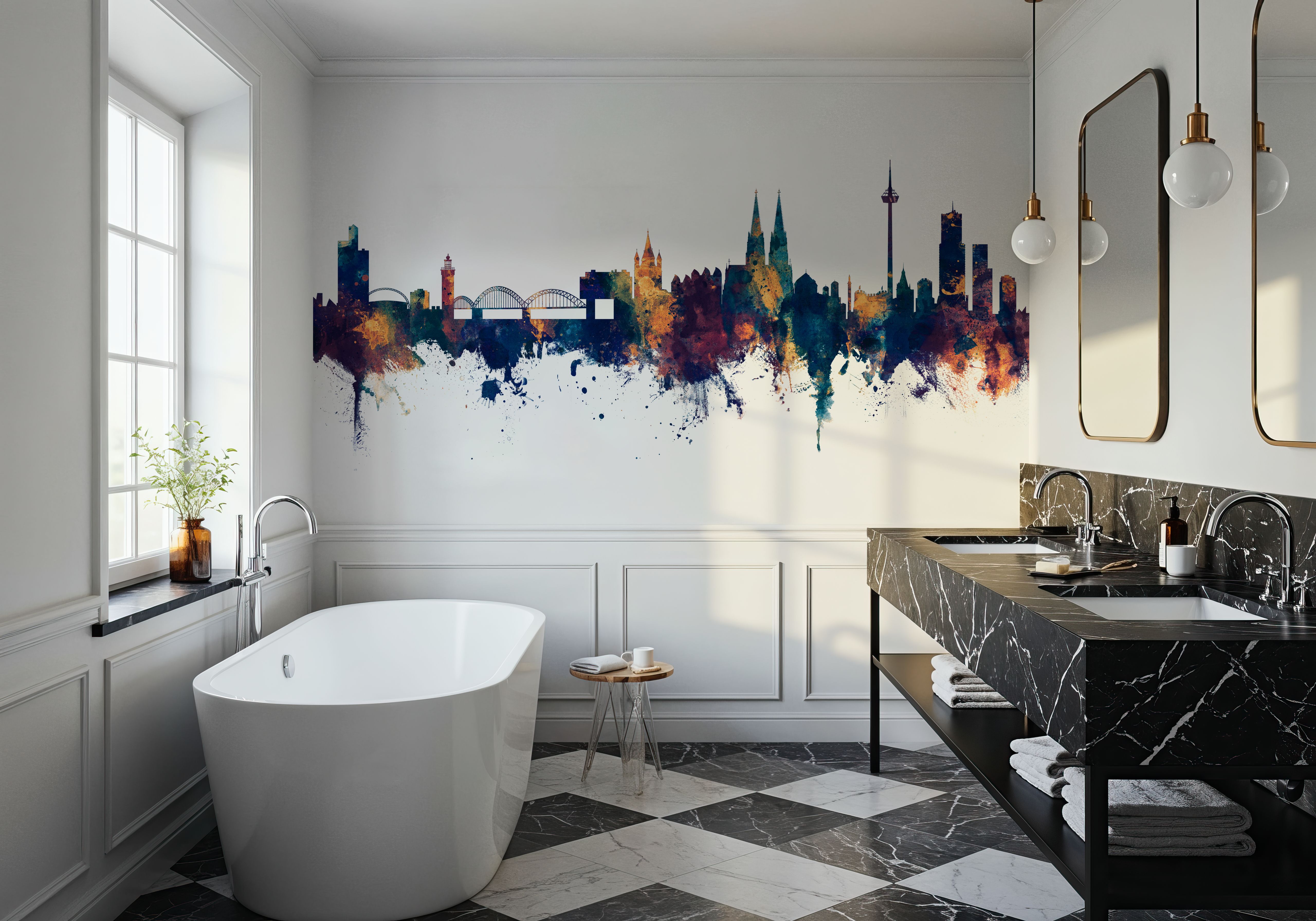 Cologne Germany Skyline Blue & Bronze, Tapeten