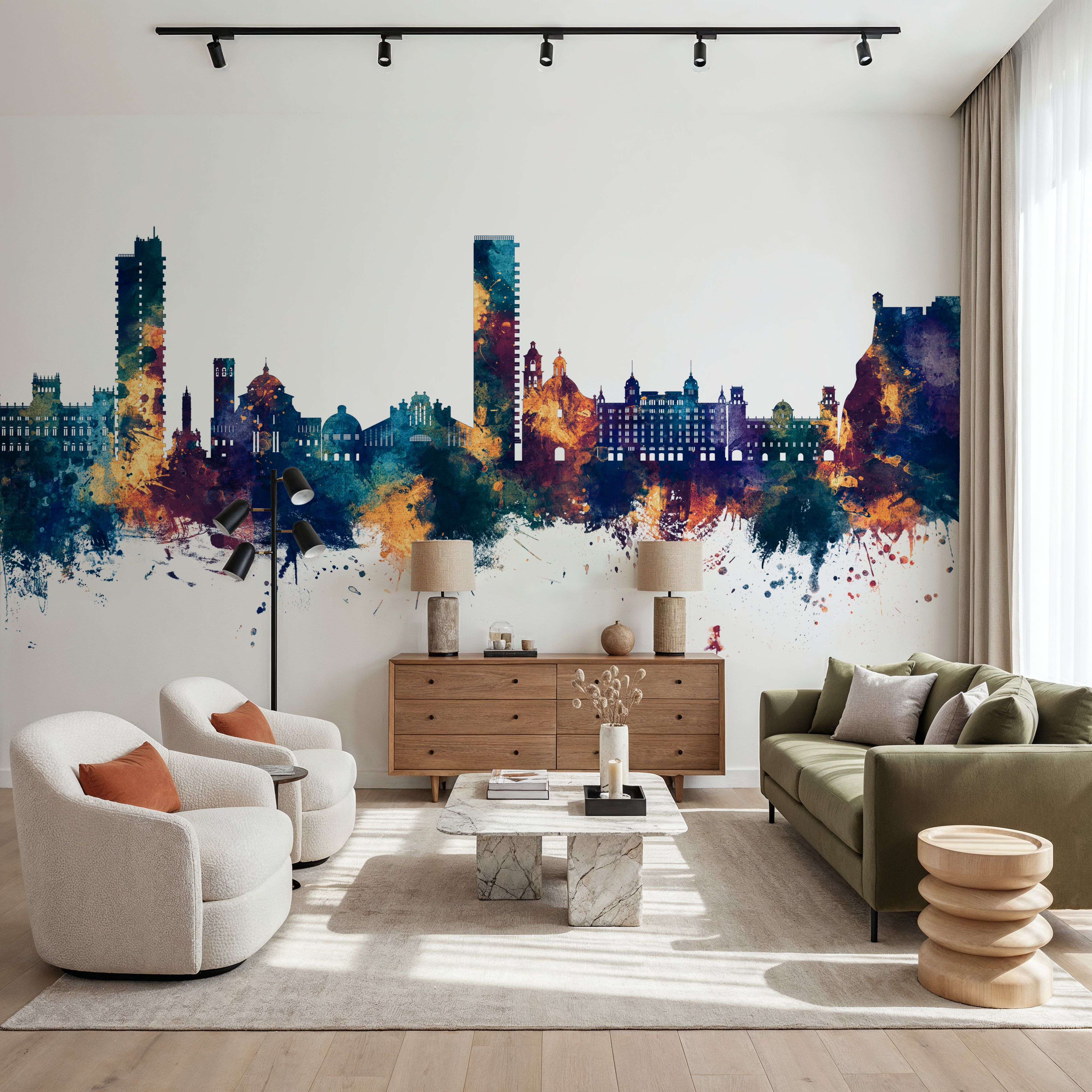 Alicante Spain Skyline Blue & Bronze