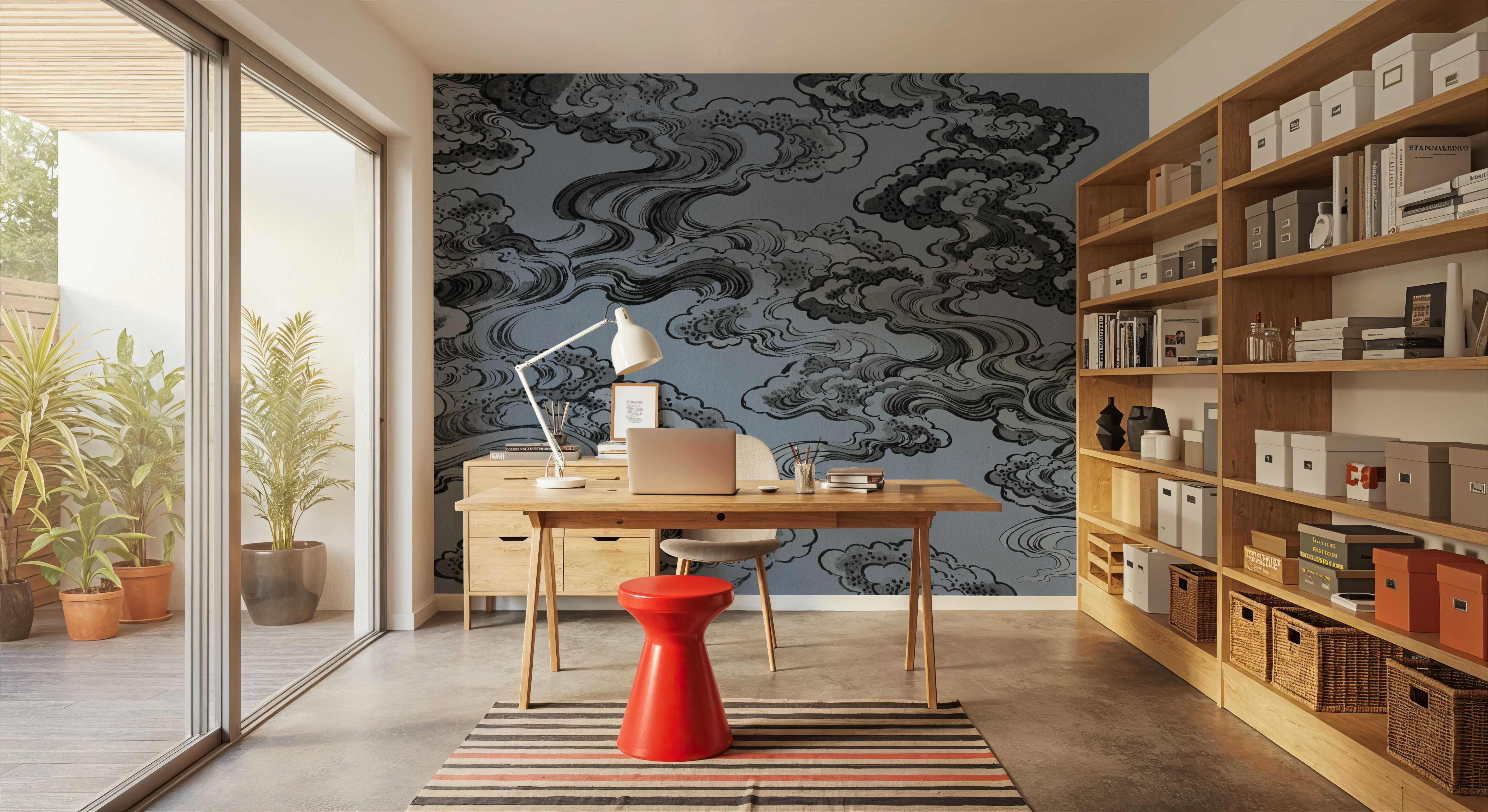 Ukiyo-e Clouds, Denim Blue