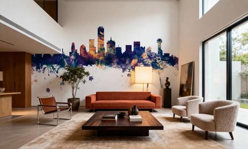 Dallas Skyline Blue & Bronze