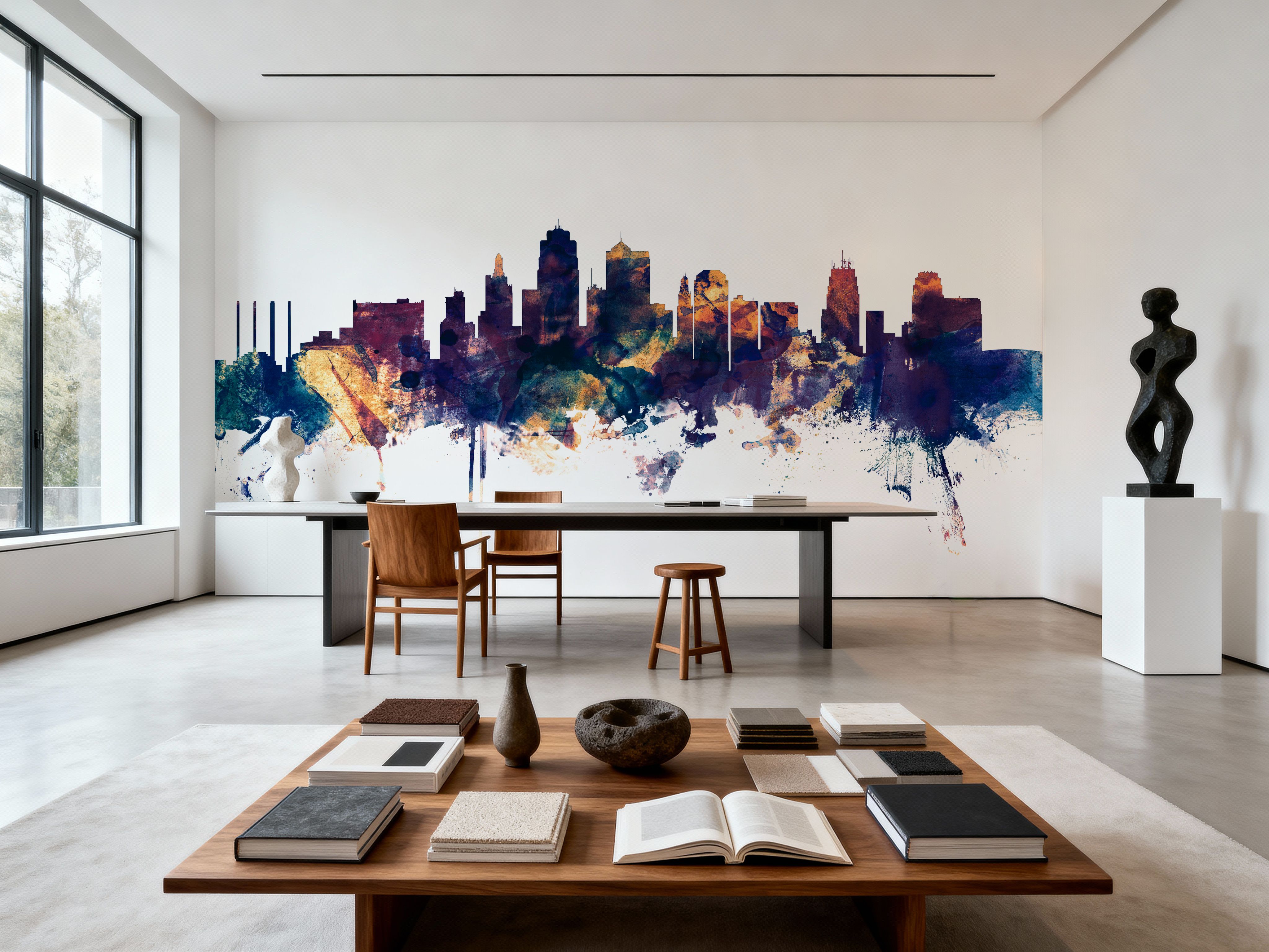 Kansas City Missouri Skyline Blue & Bronze