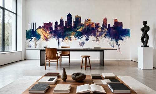 Kansas City Missouri Skyline Blue & Bronze