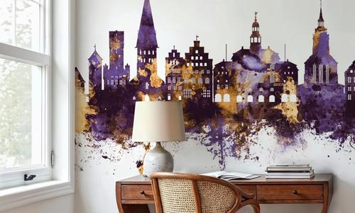 Lüneburg Germany Skyline Purple & Gold