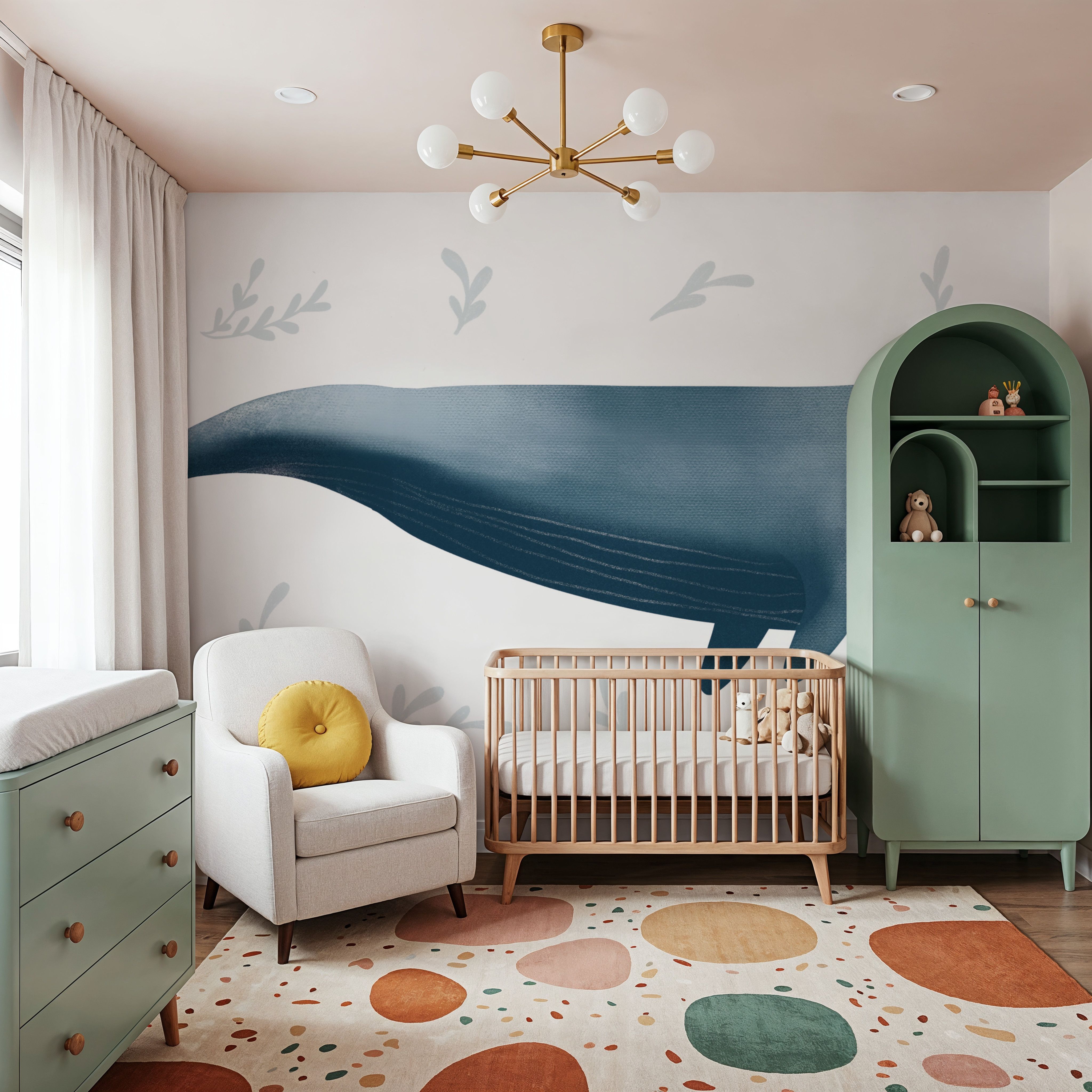 Ocean Life Whale on White