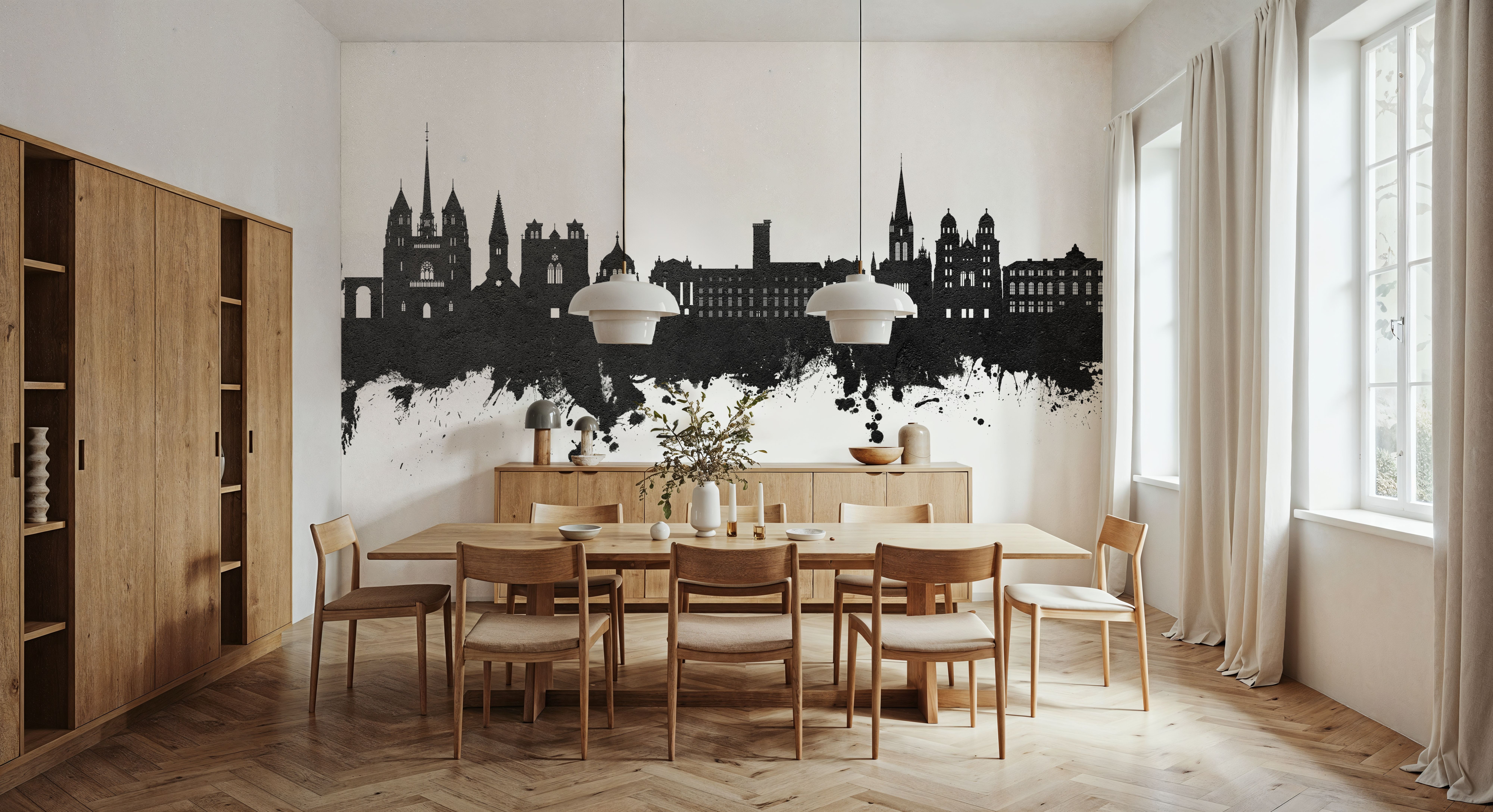 Dijon France Skyline Black & White