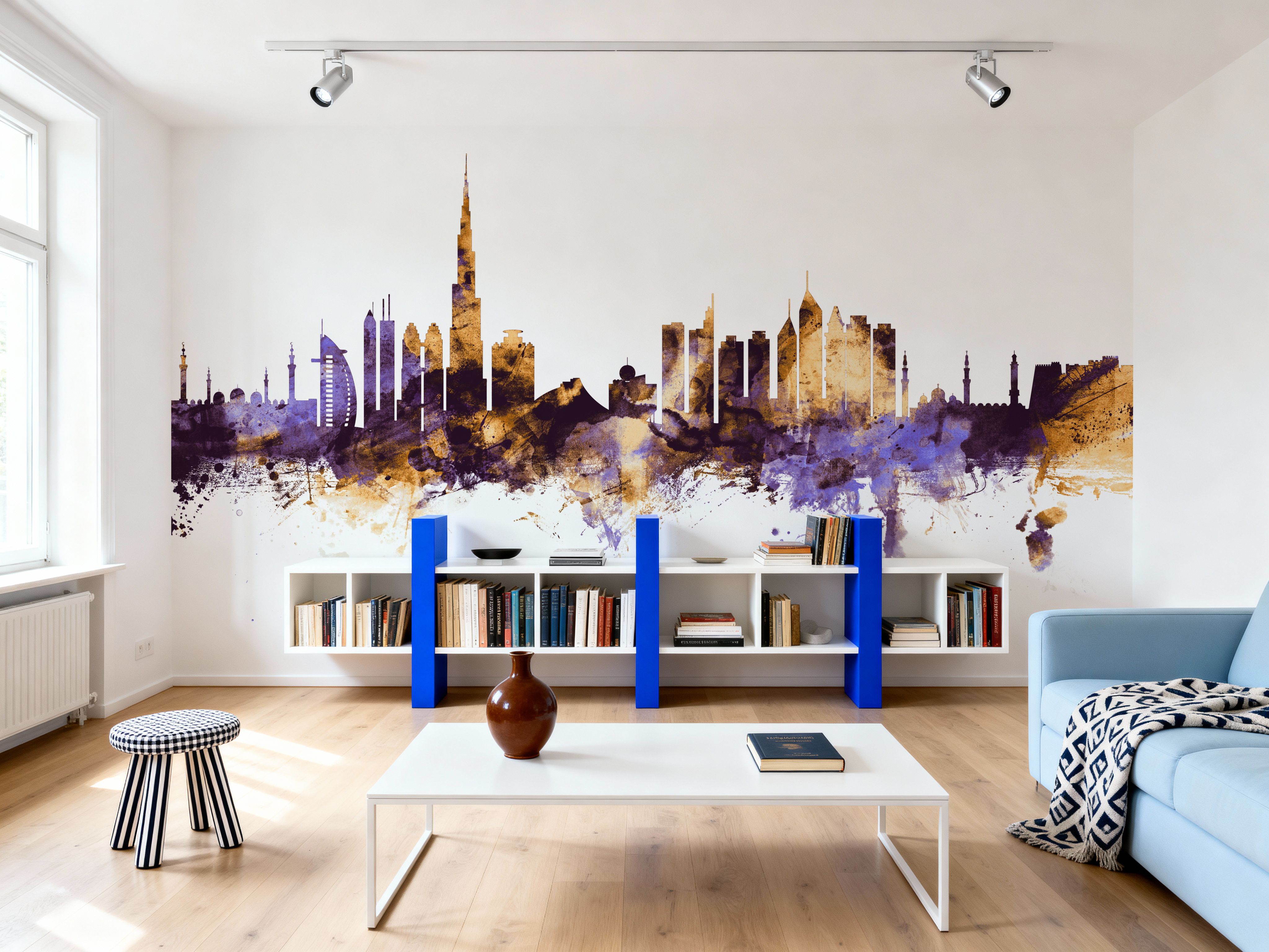 Dubai Skyline Purple & Gold