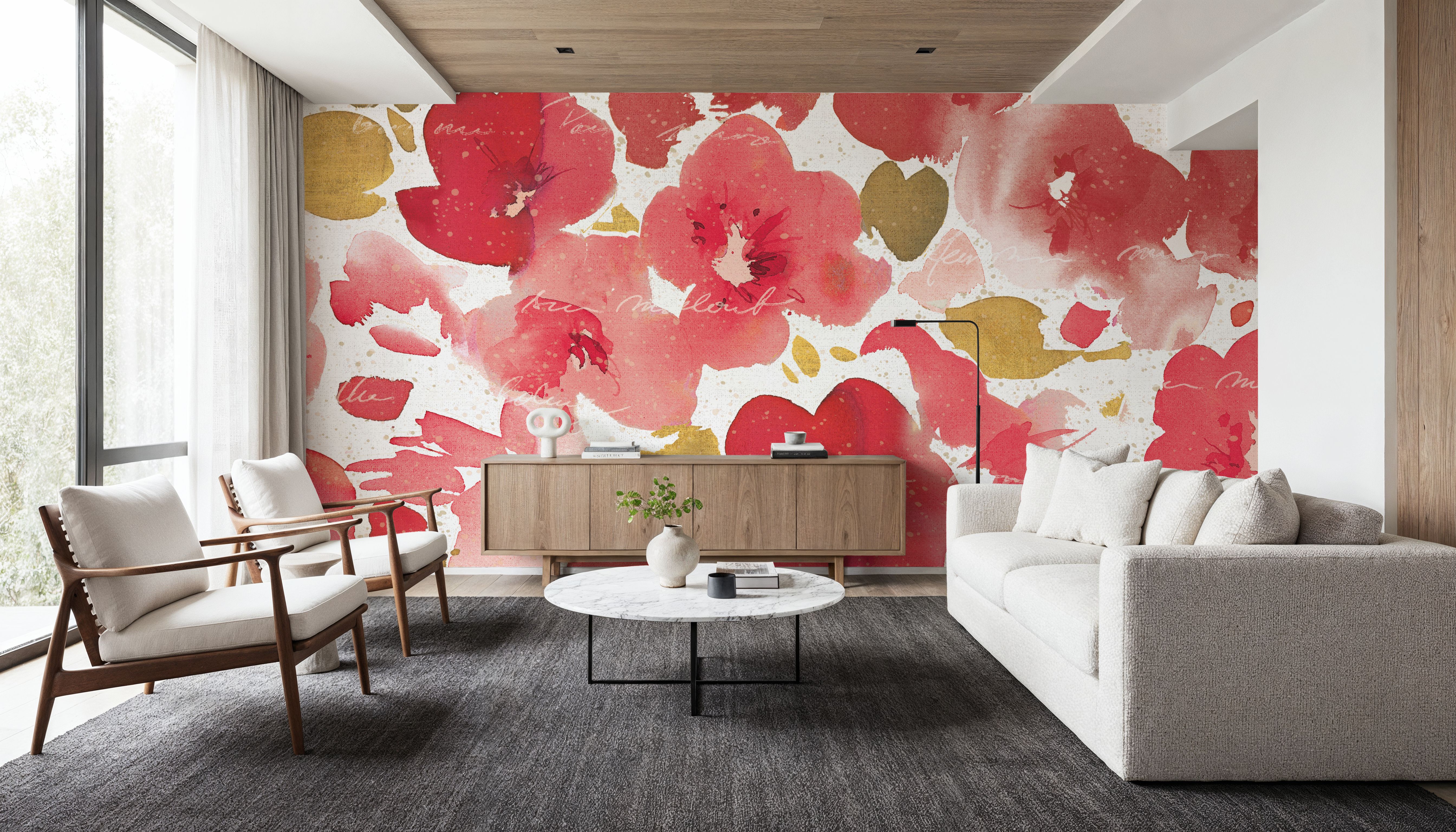Floral Flow I Red Gold