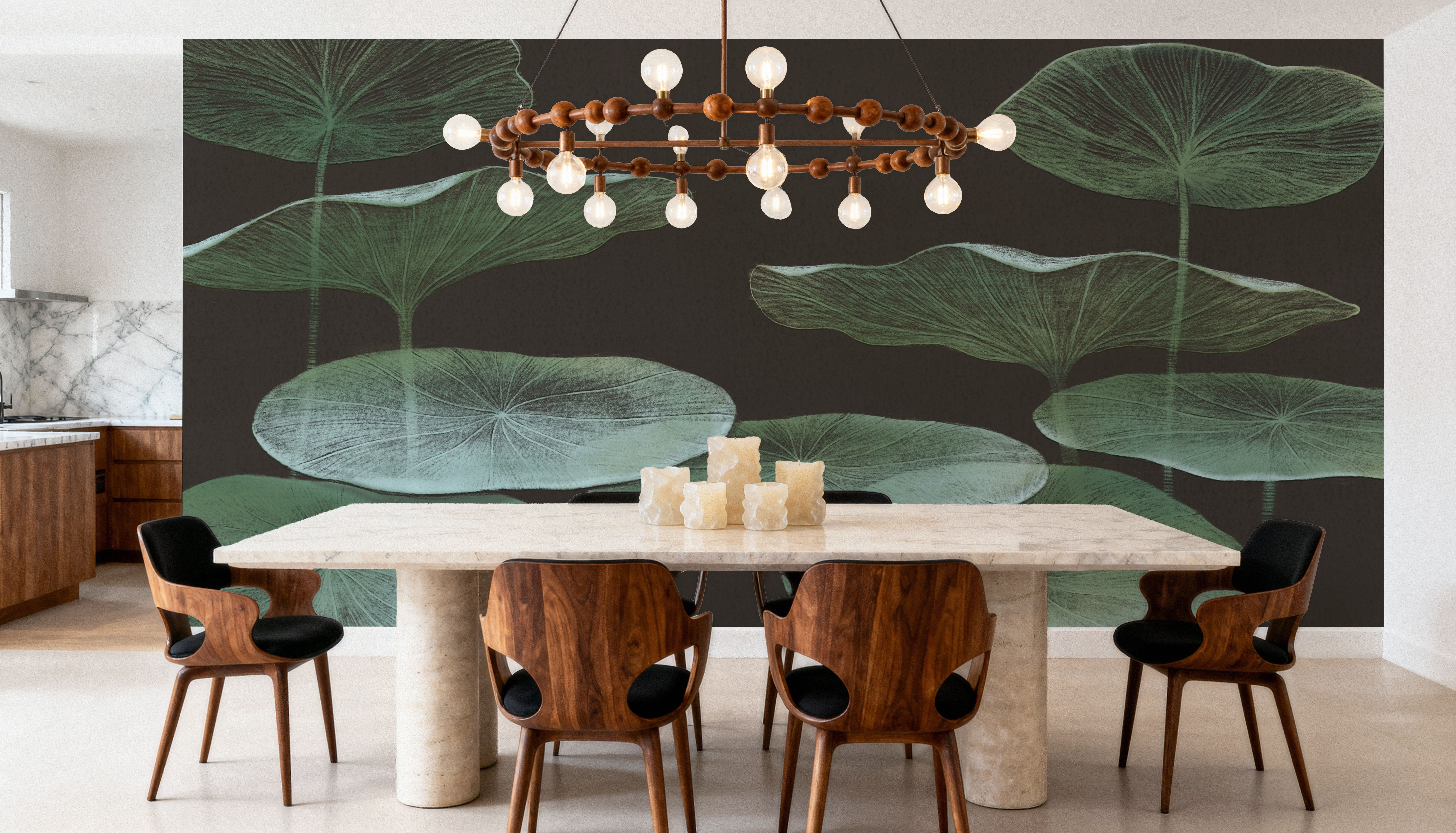 Subtle Water Lily Drawing, Black