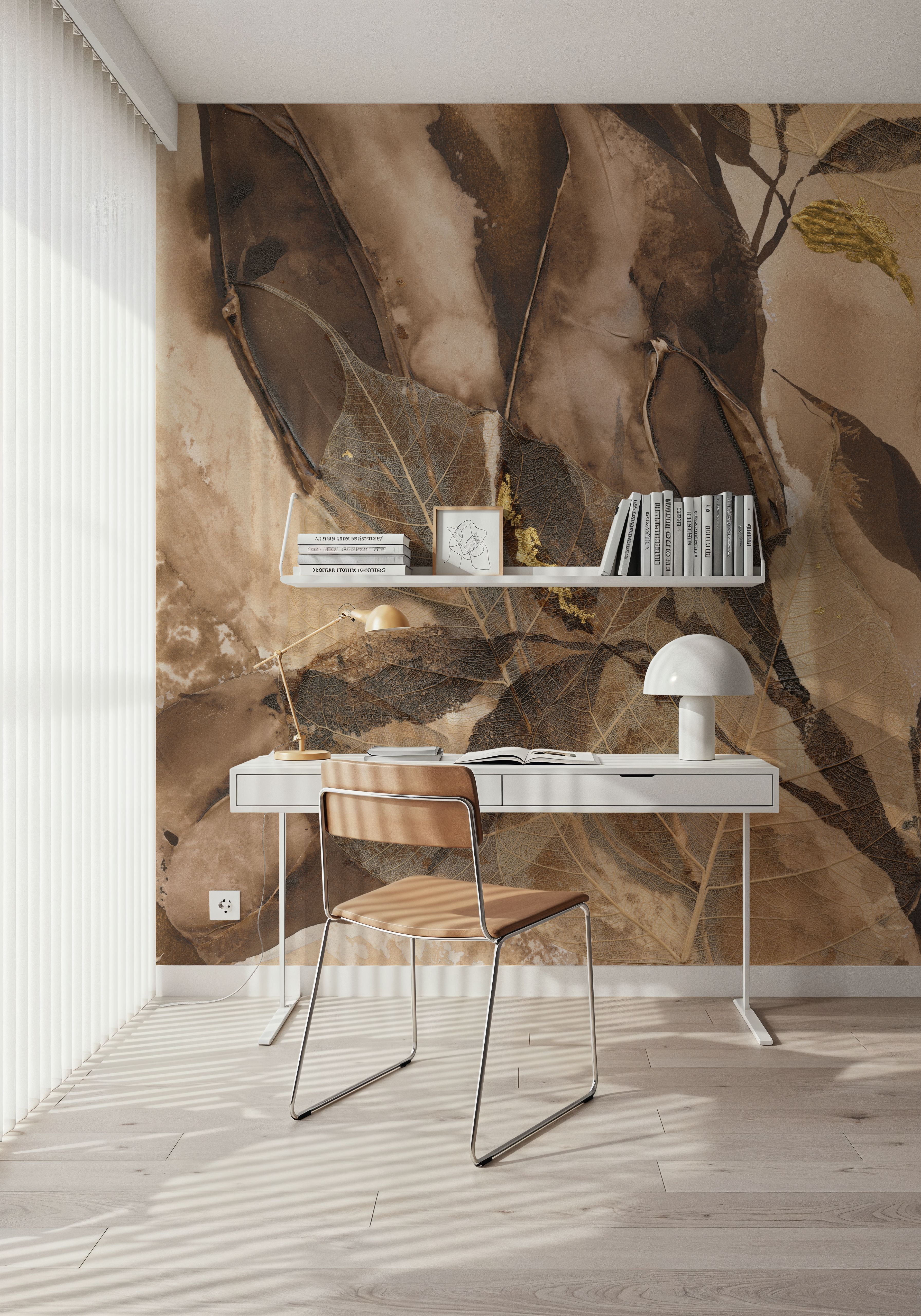 Wall Mural - Gilded Leaf Collage II - Abstract mural wallpaper - Living room - Wallism US - Premium, Textured or Peel & Stick