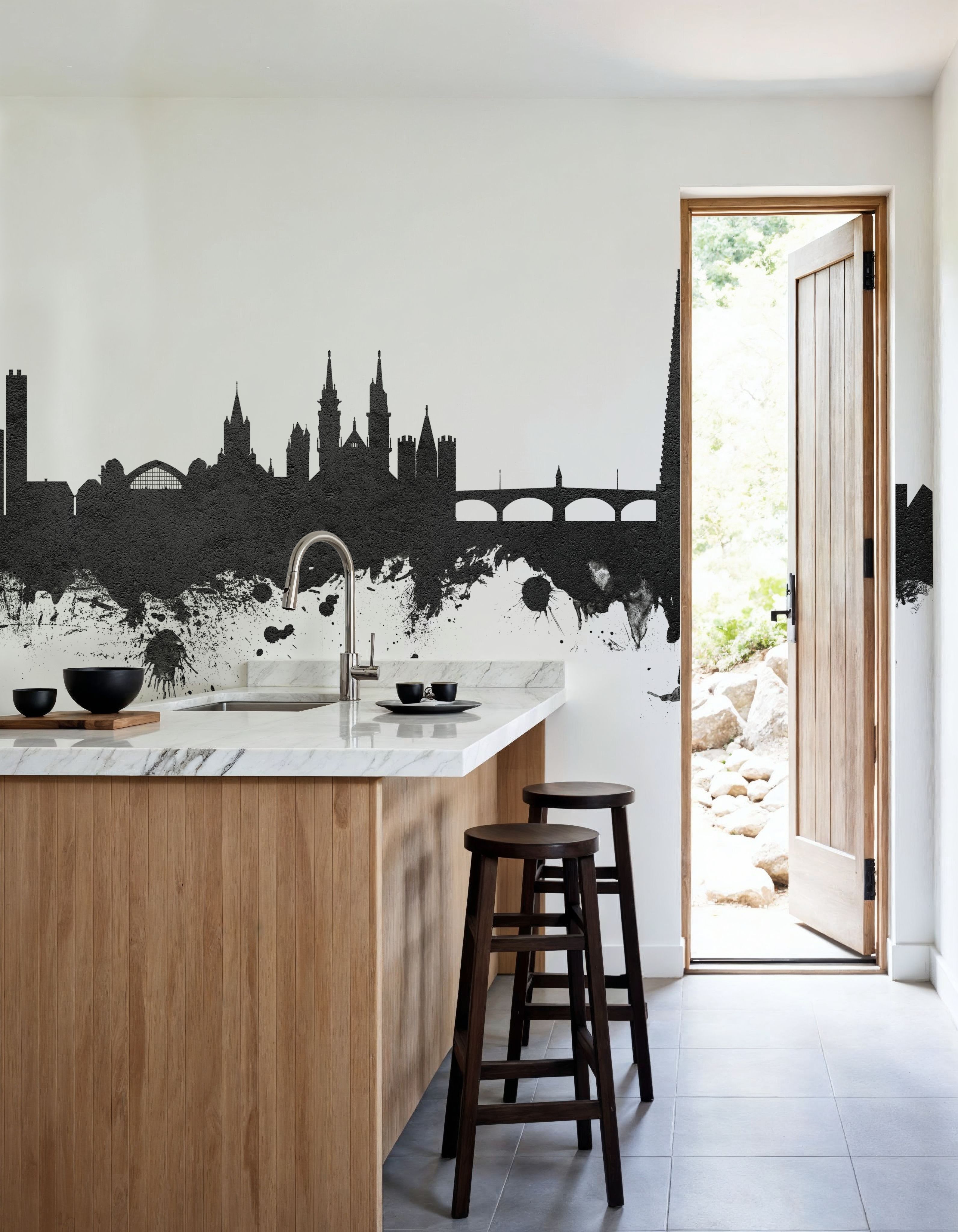 Basel Switzerland Skyline Black & White