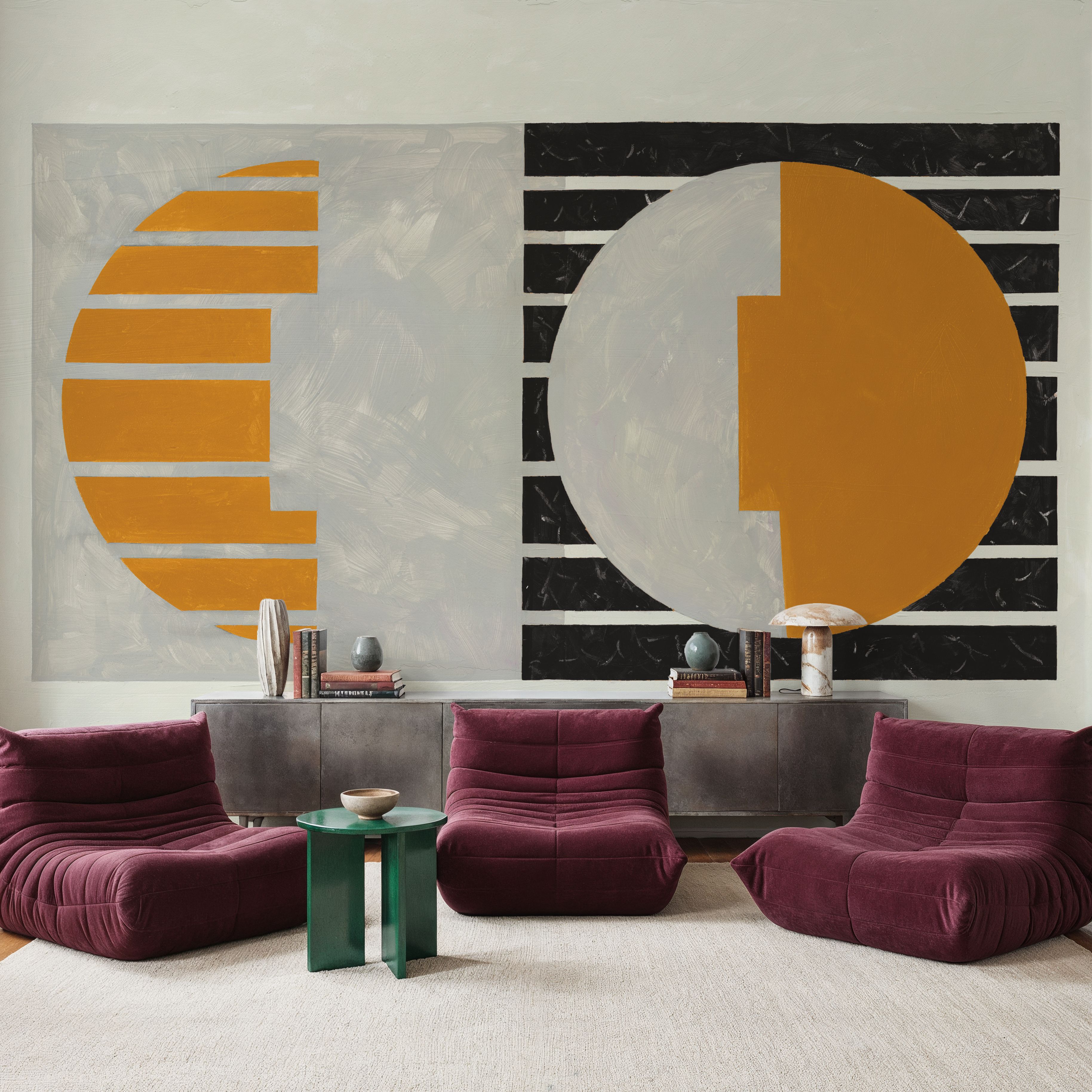 Wall Mural - Brown and Gray Speaking - Abstract Circles mural wallpaper - Living room - Wallism US - Premium, Textured or Peel & Stick