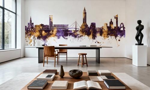 Le Havre France Skyline Purple & Gold