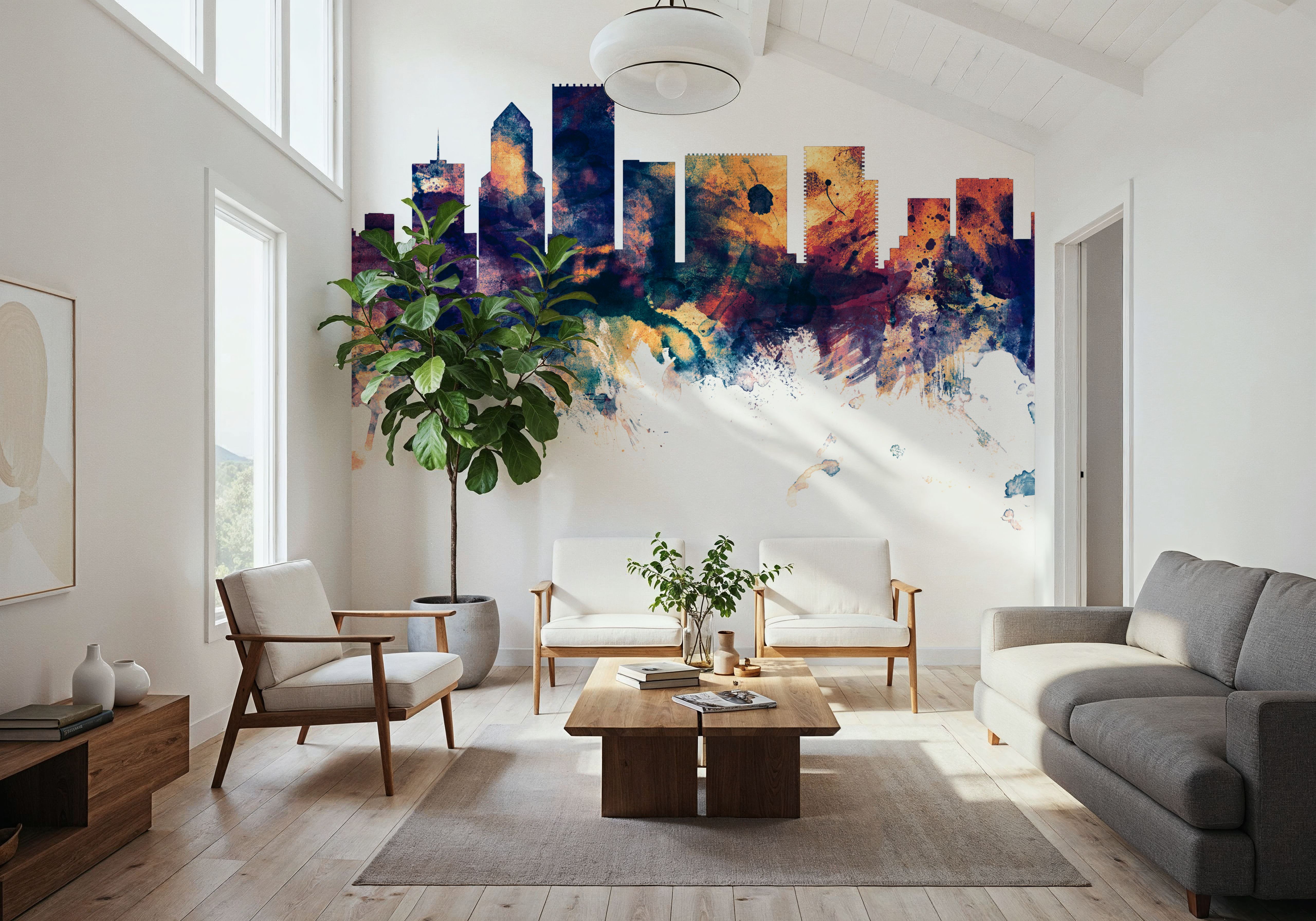 Portland Oregon Skyline Blue & Bronze