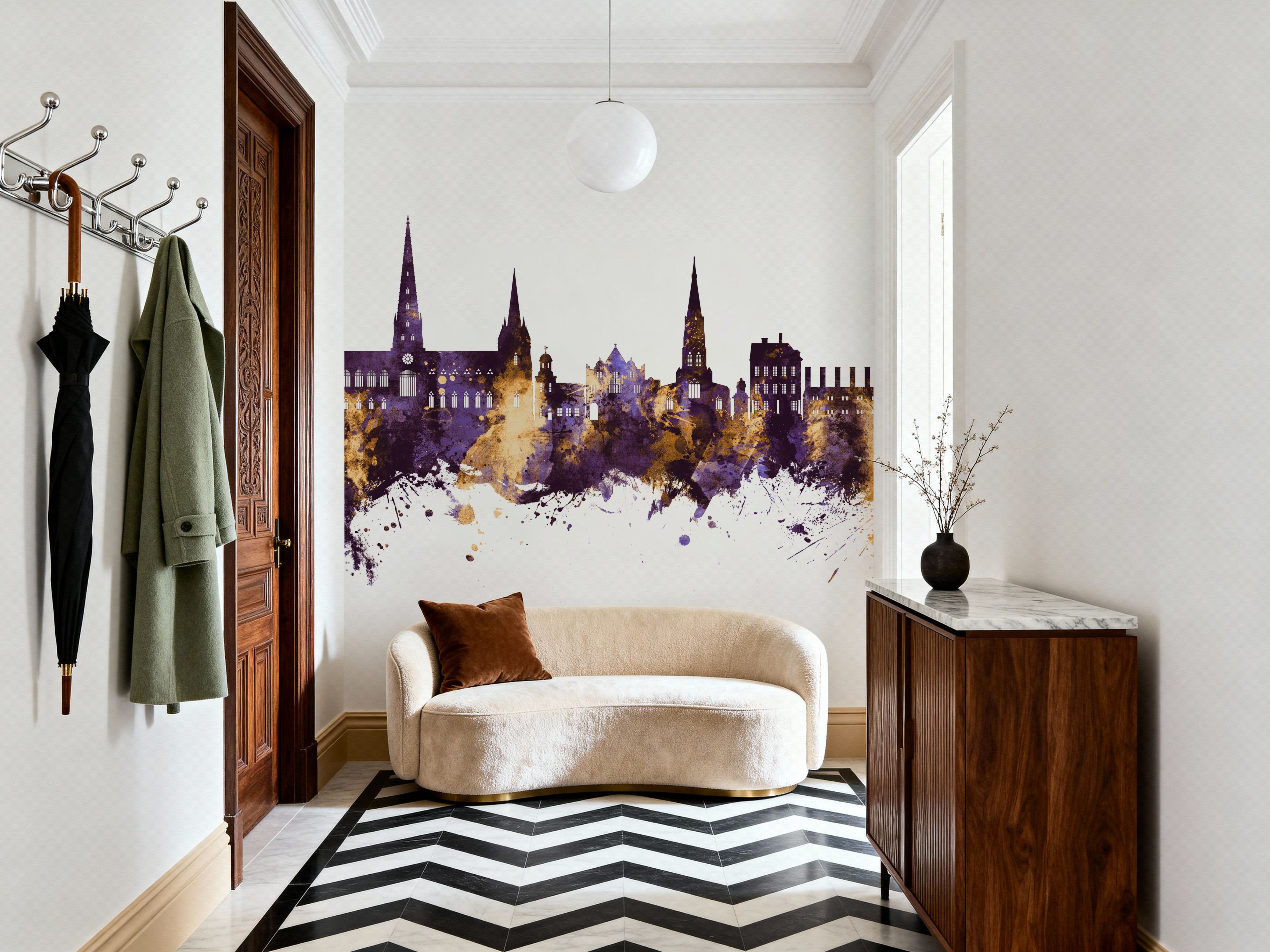 Lichfield England Skyline Purple & Gold