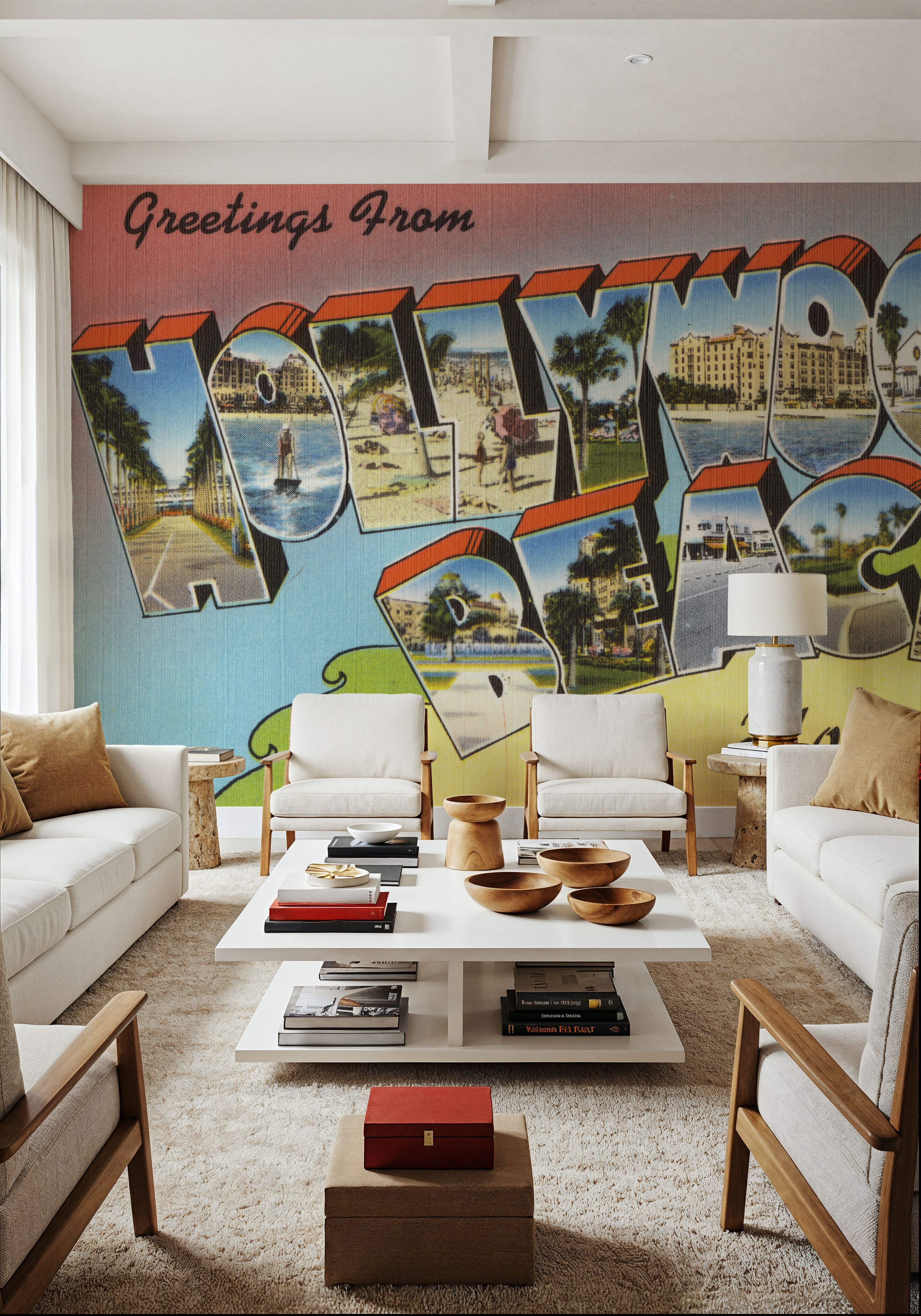 Greetings from Hollywood Beach - Screenprint Postcard