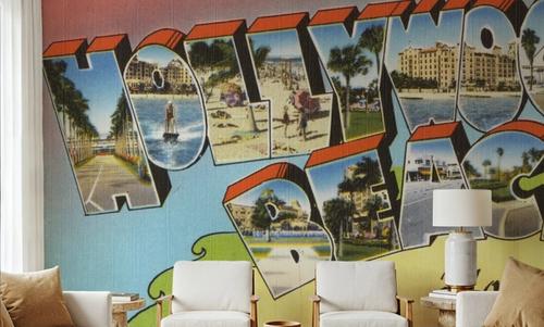 Greetings from Hollywood Beach - Screenprint Postcard