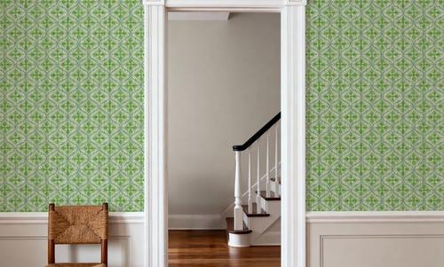 Quatrefoil Watercolor Trellis, Fresh Green