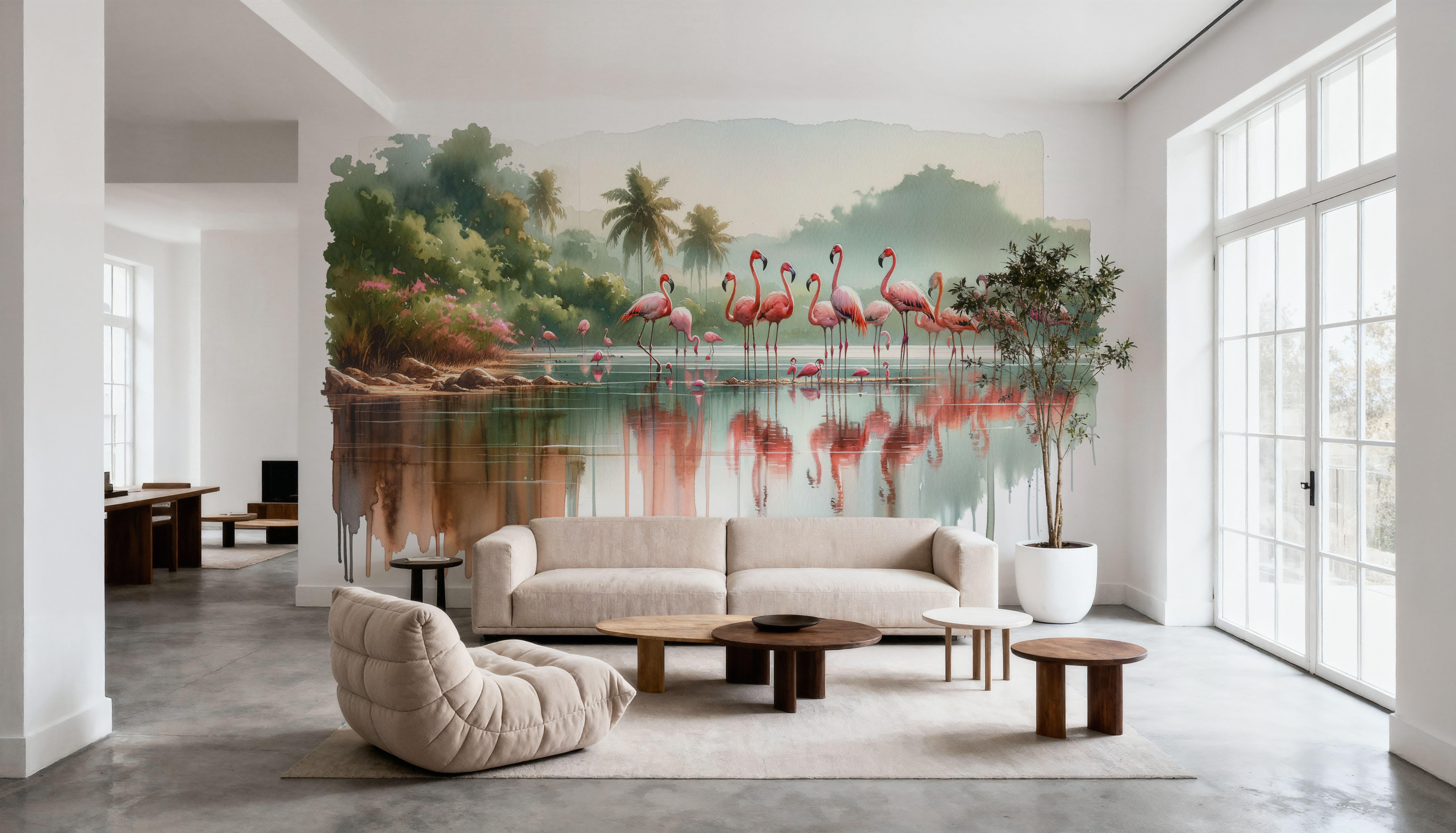 Morning Reflections of Flamingos, Tapeten