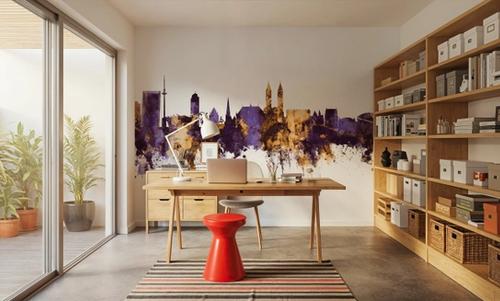 Bremen Germany Skyline Purple & Gold
